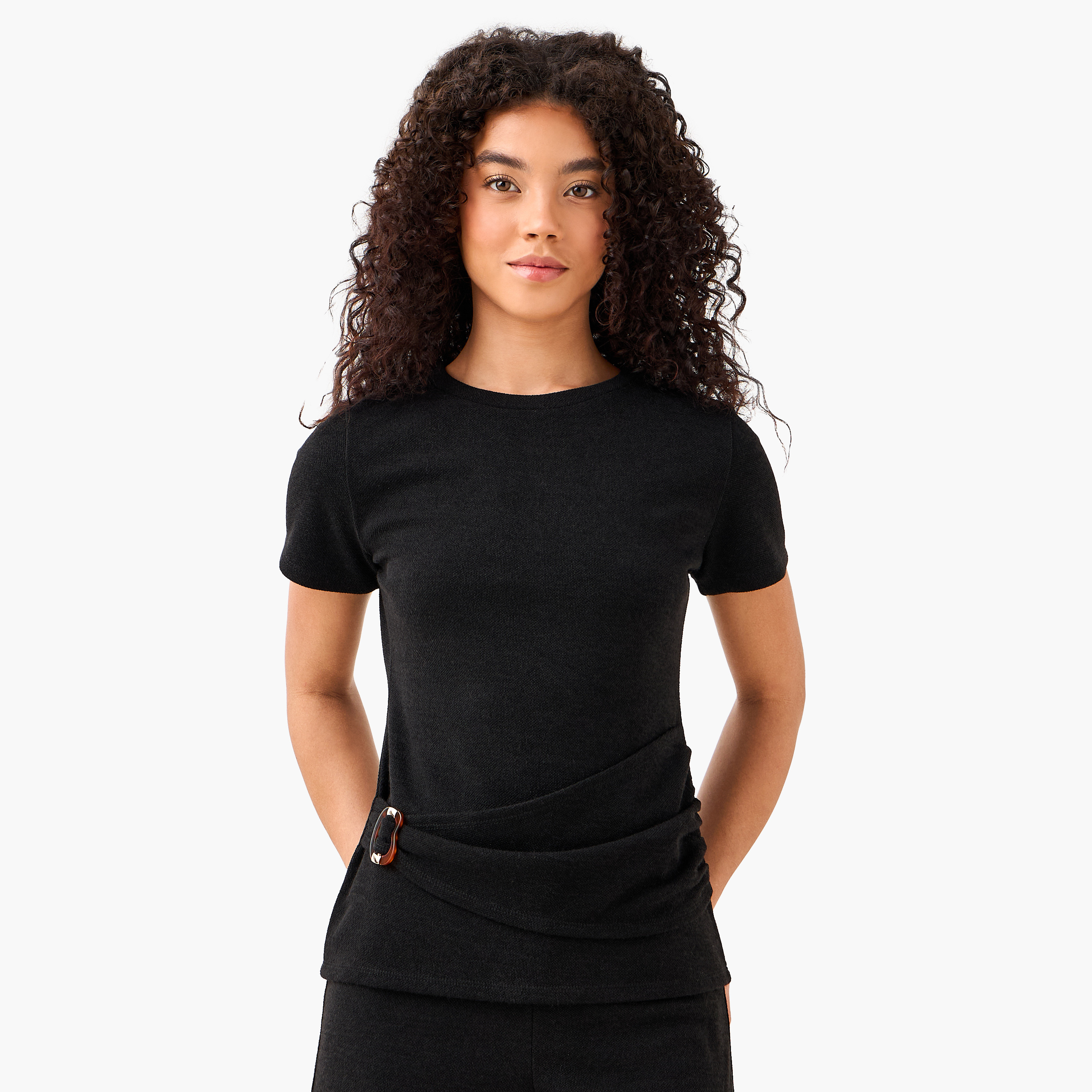 T-shirt with Ruched Accent-women-clothing-coordsets-image-2
