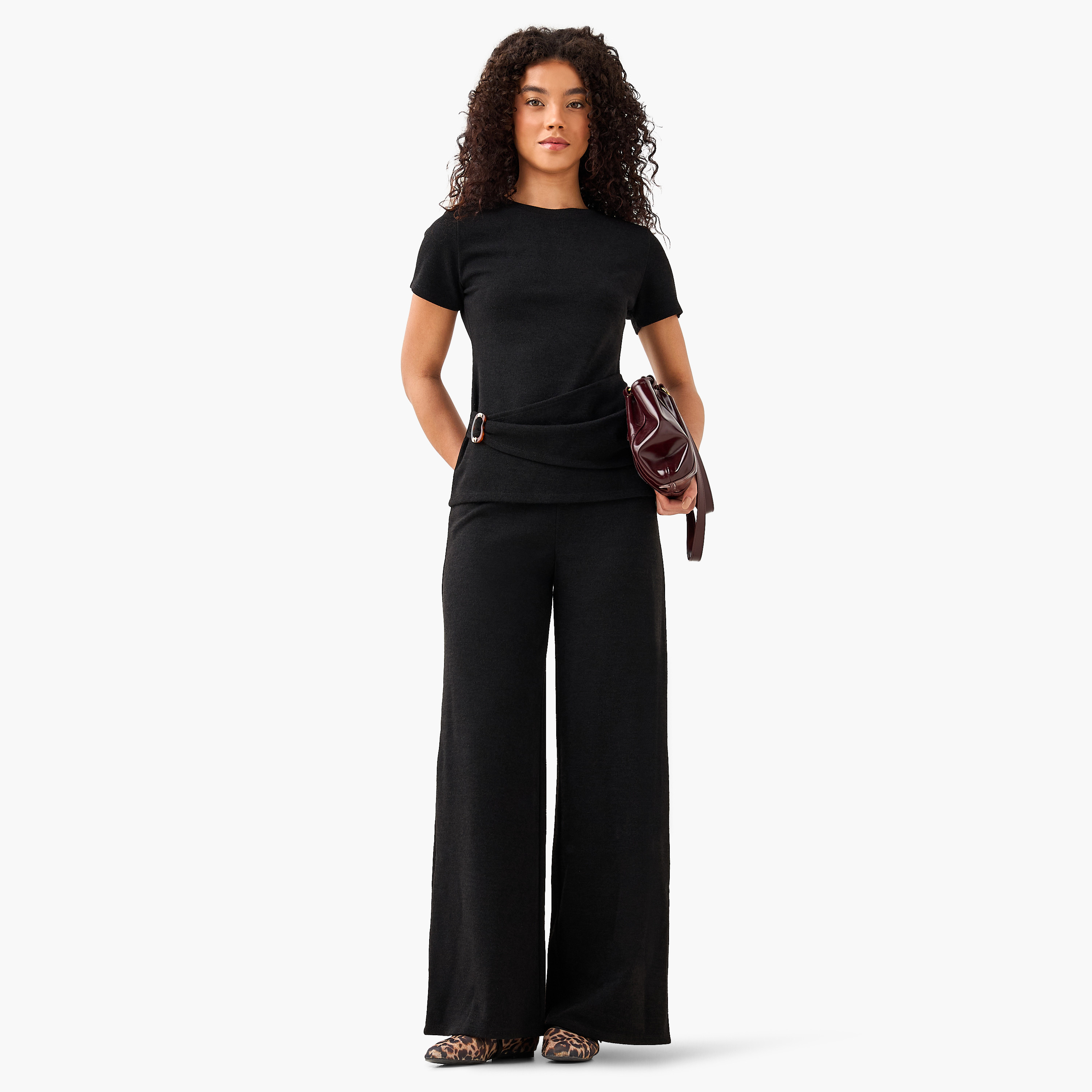 T-shirt with Ruched Accent-women-clothing-coordsets-image-3