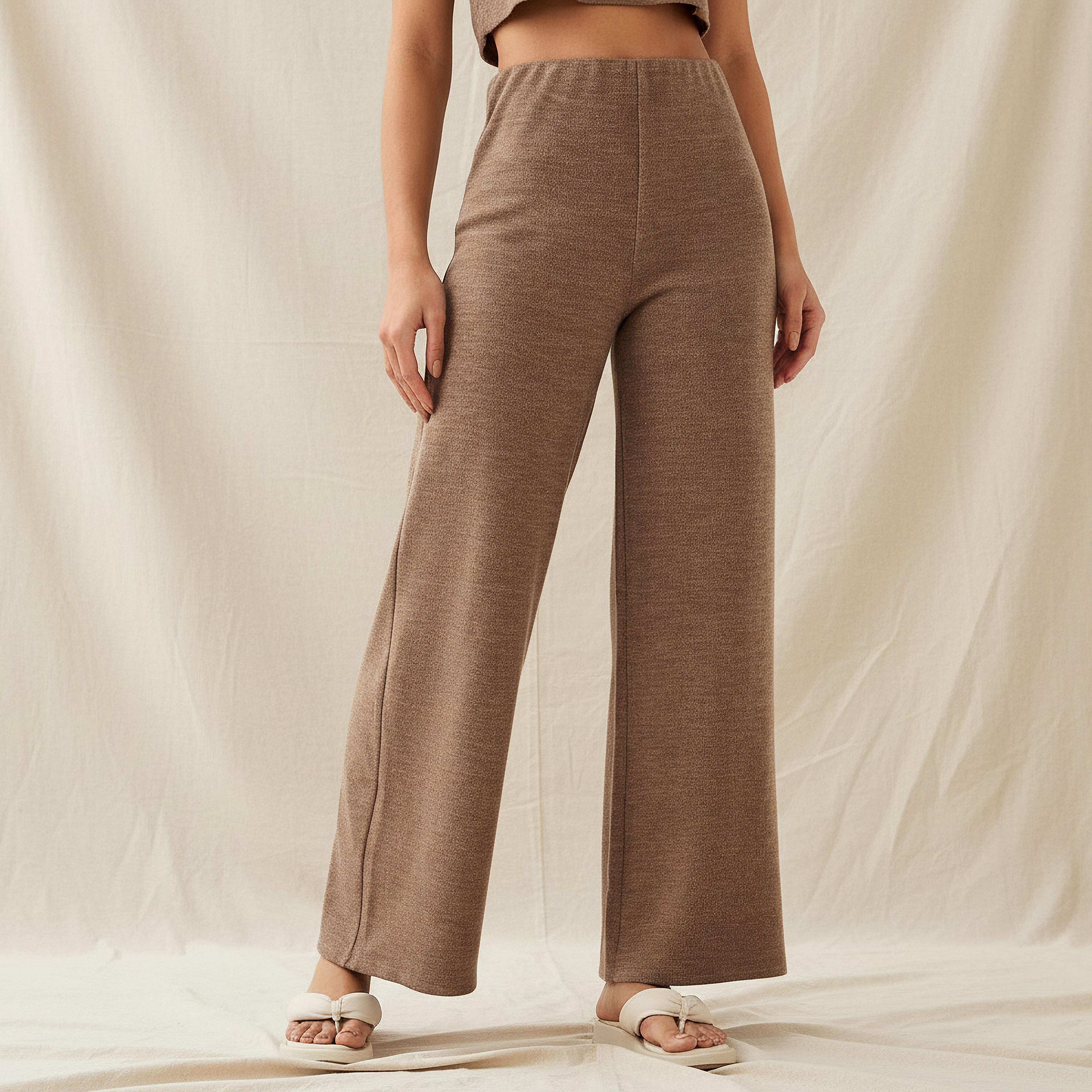 Relaxed Fit High-Rise Textured Pants-women-clothing-coordsets-image-1