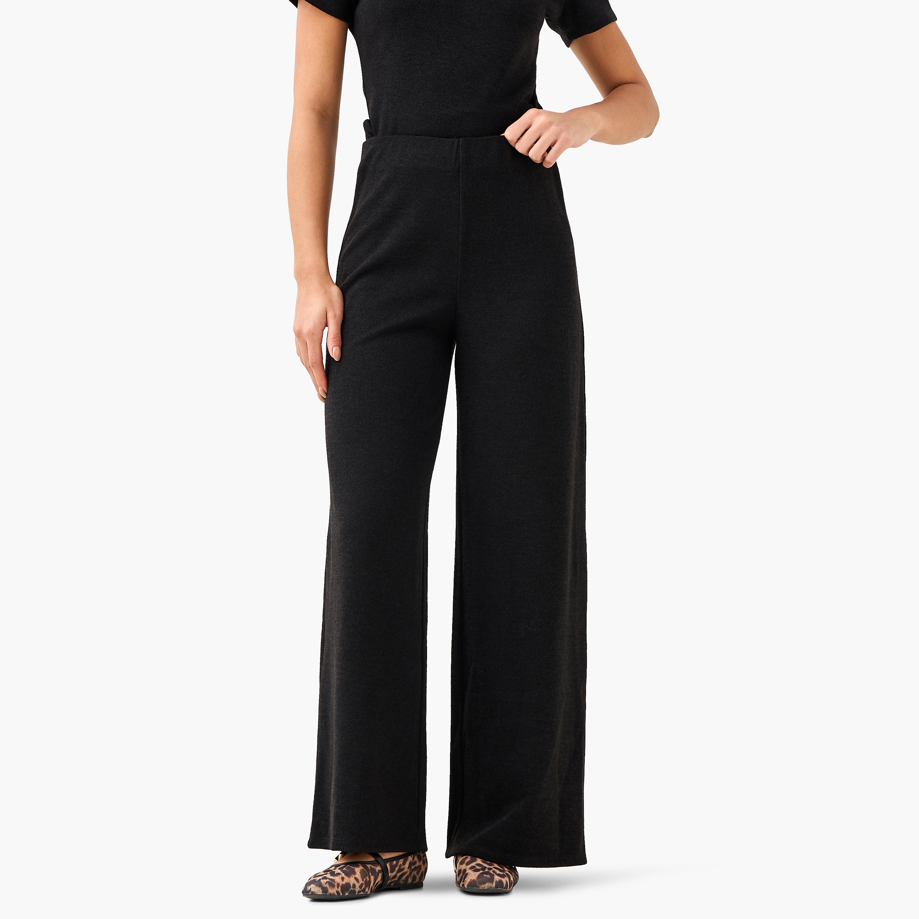 Relaxed Fit High-Rise Textured Pants-women-clothing-coordsets-image-2