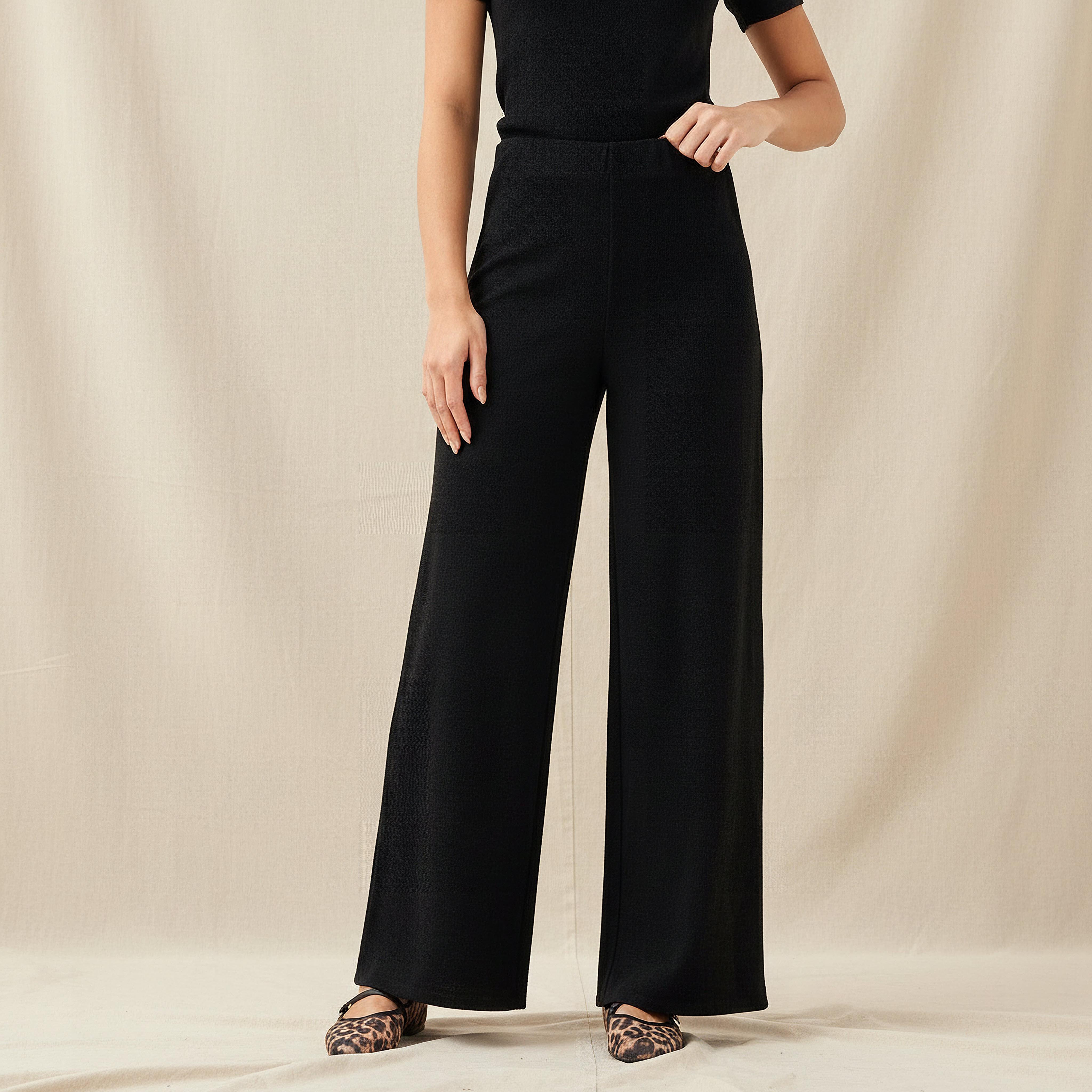 Relaxed Fit High-Rise Textured Pants-women-clothing-coordsets-image-1