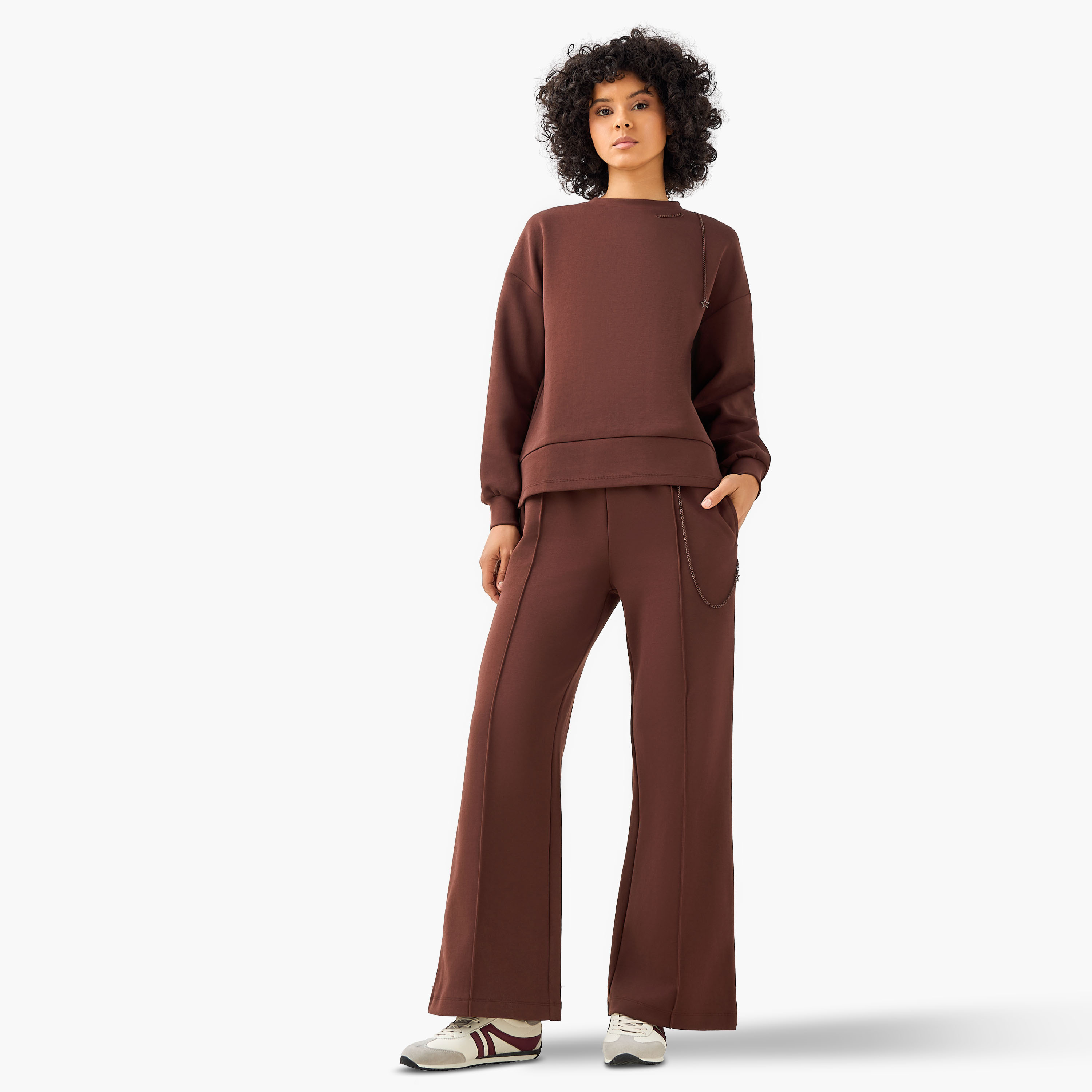 Regular Fit Sweatshirt with Chain Detail-women-clothing-coordsets-image-2