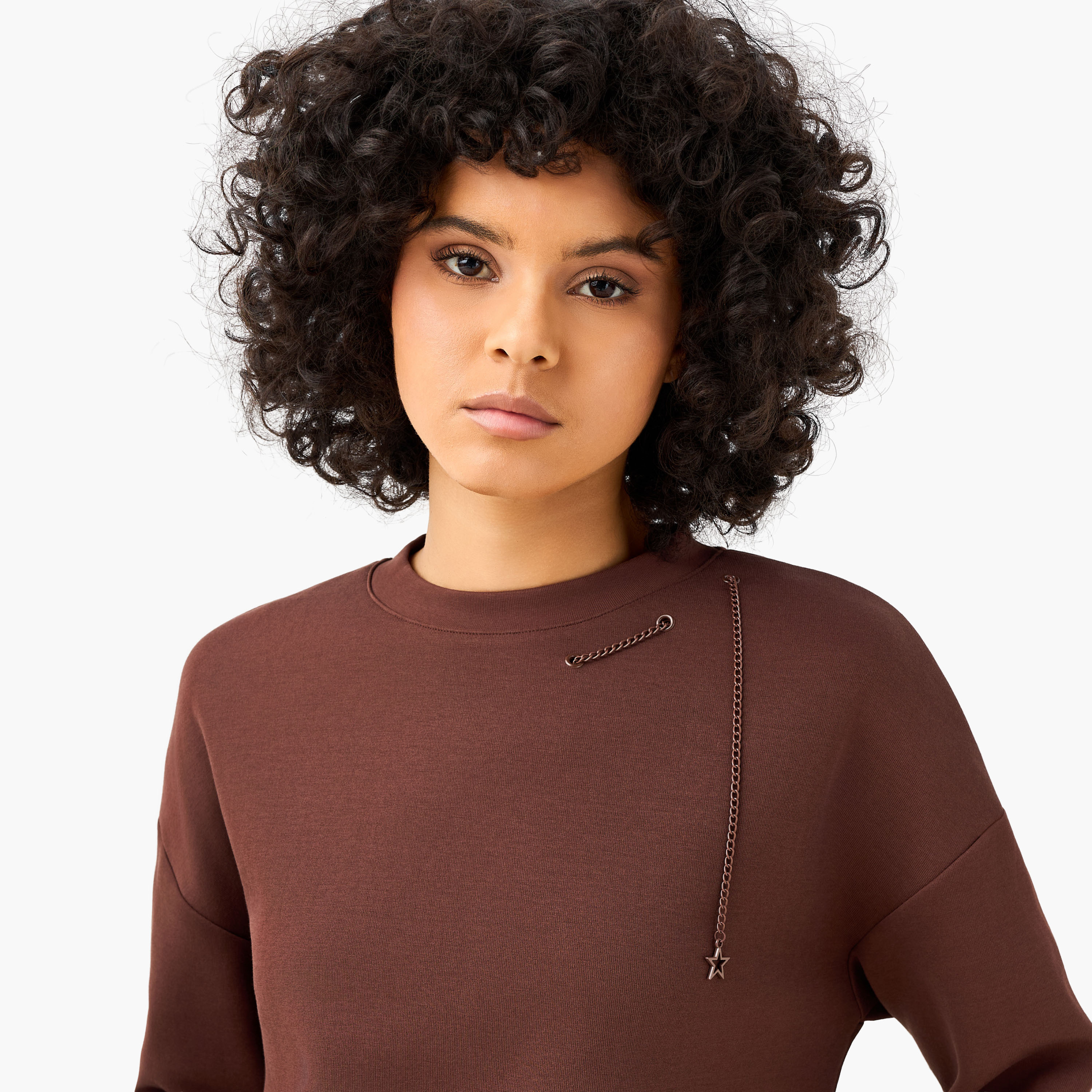Regular Fit Sweatshirt with Chain Detail-women-clothing-coordsets-image-5