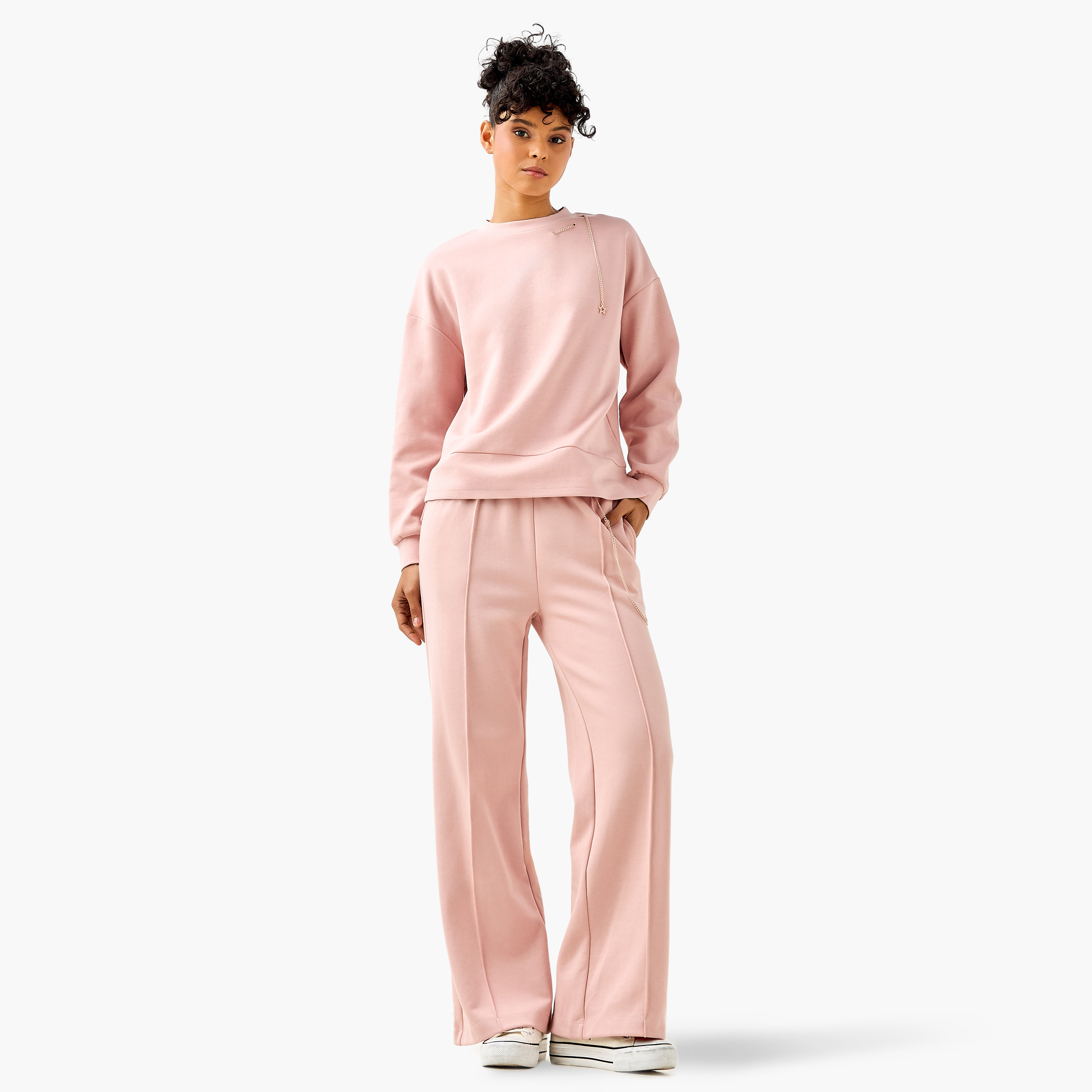 Regular Fit Sweatshirt with Chain Detail-women-clothing-coordsets-image-3