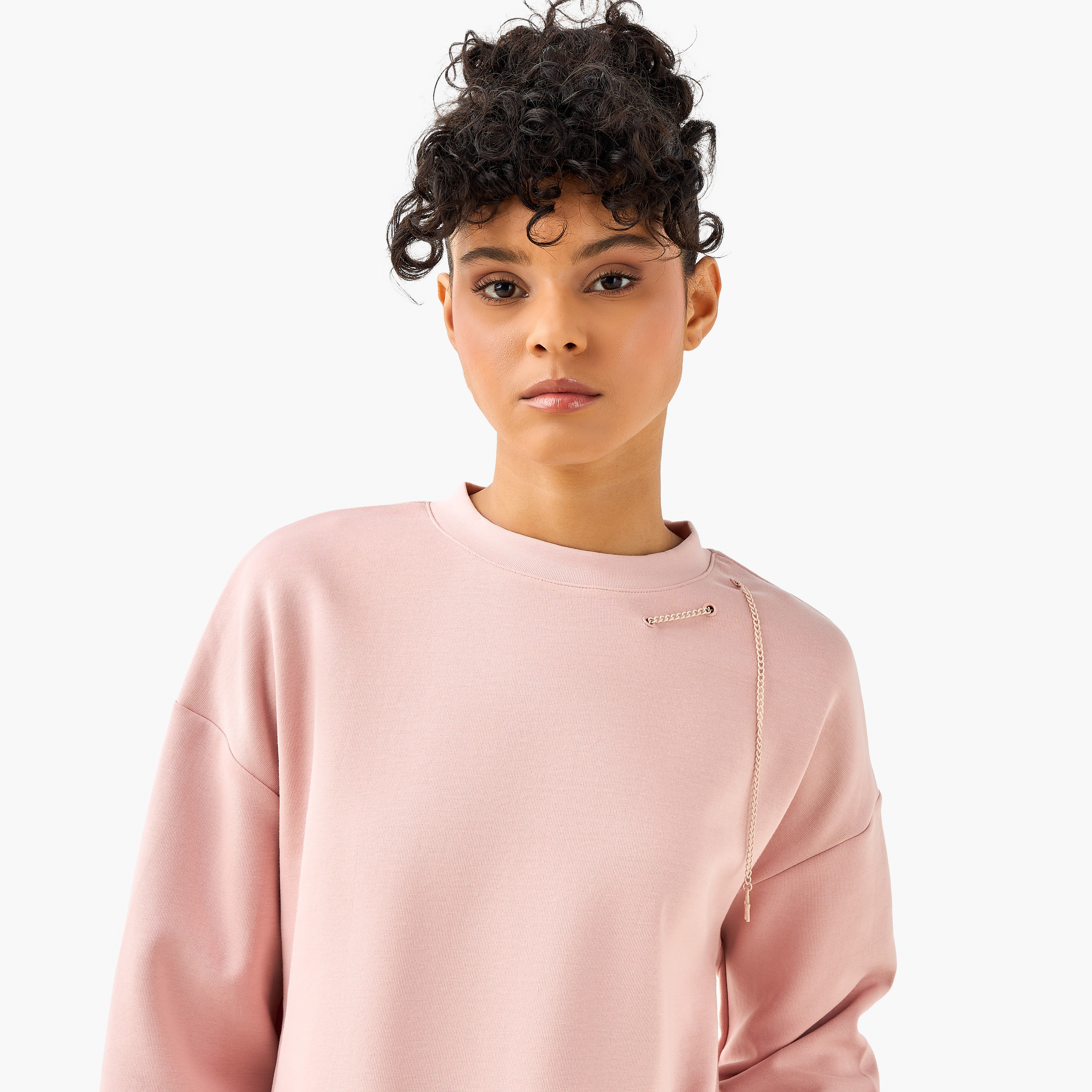 Regular Fit Sweatshirt with Chain Detail-women-clothing-coordsets-image-6