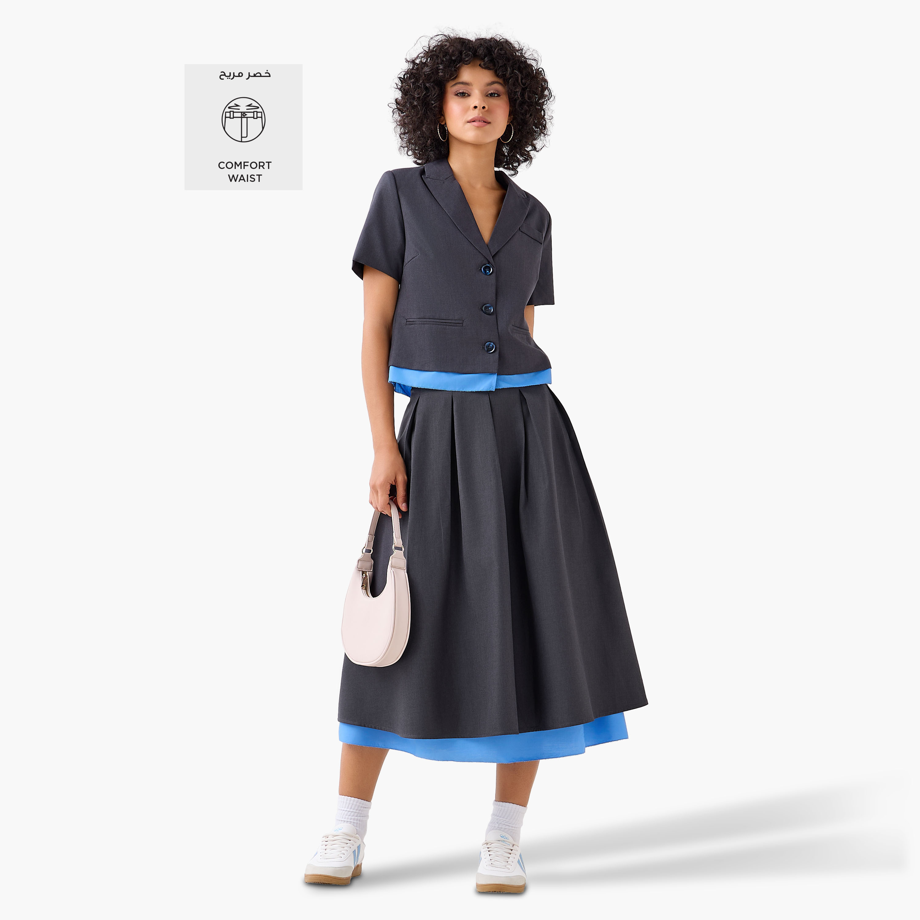 Midi Cotton A-line Skirt with Contrast Hem-women-clothing-bottoms-skirts-image-2