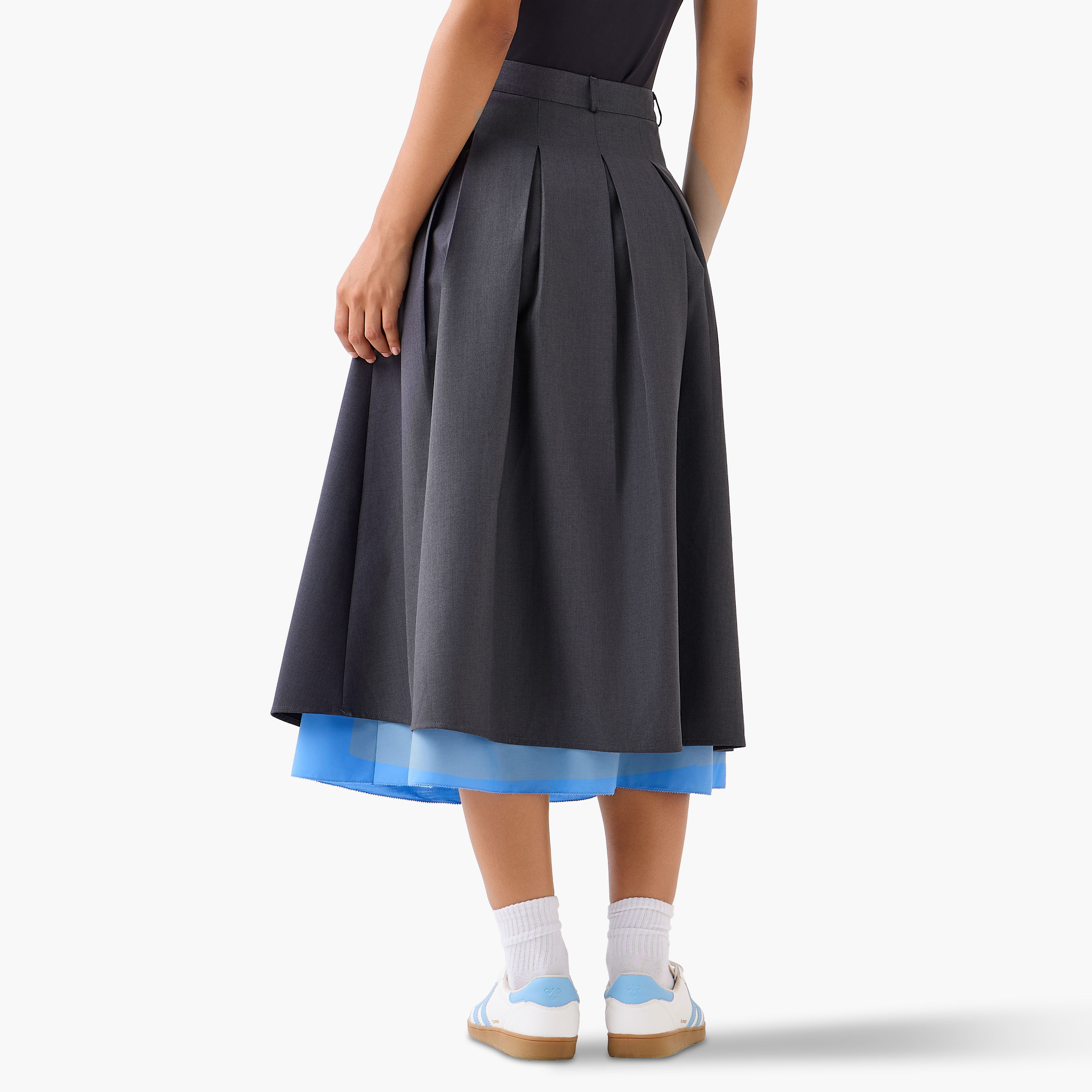 Midi Cotton A-line Skirt with Contrast Hem-women-clothing-bottoms-skirts-image-3