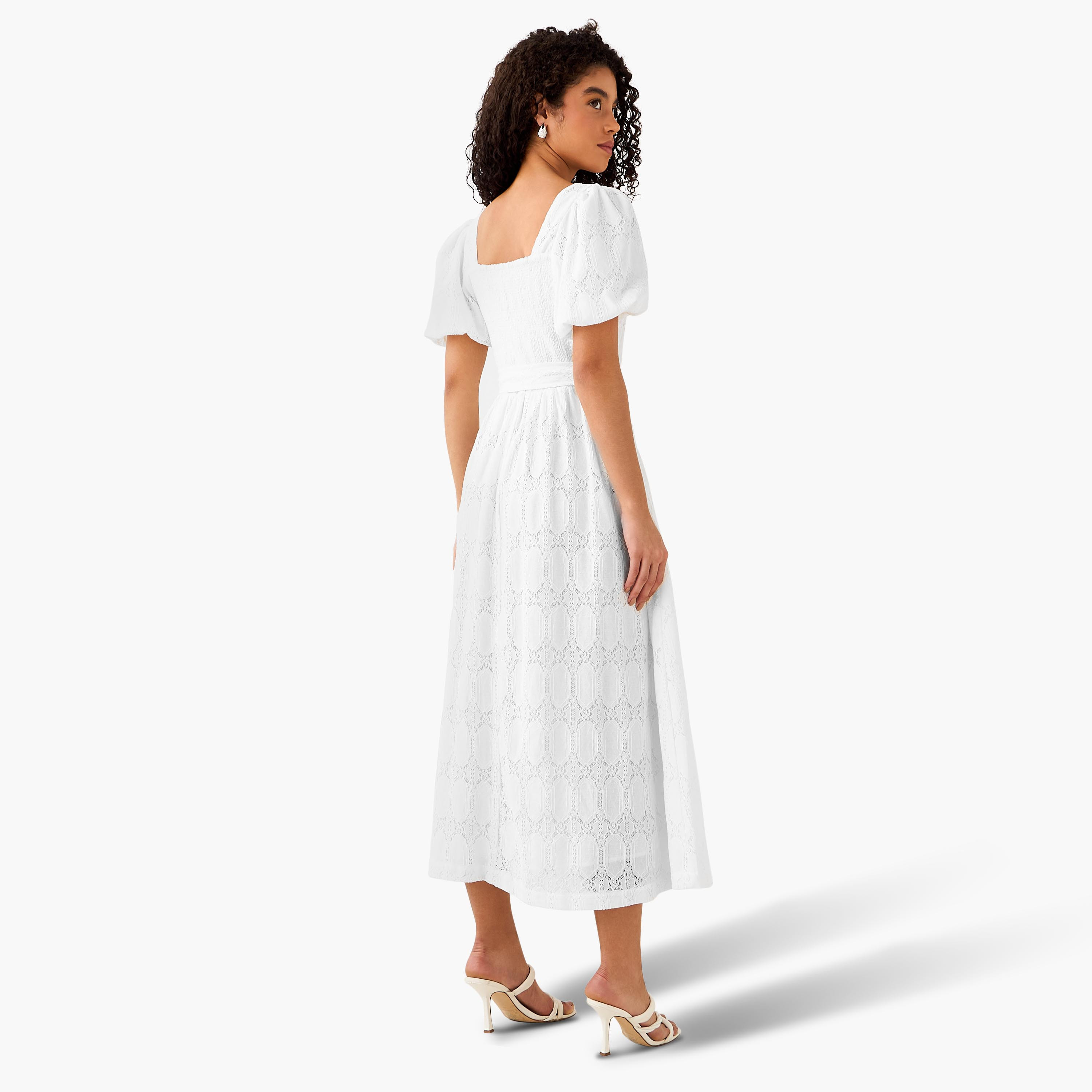 A-line Midi Dress with Puff Sleeves-women-clothing-dresses-image-4