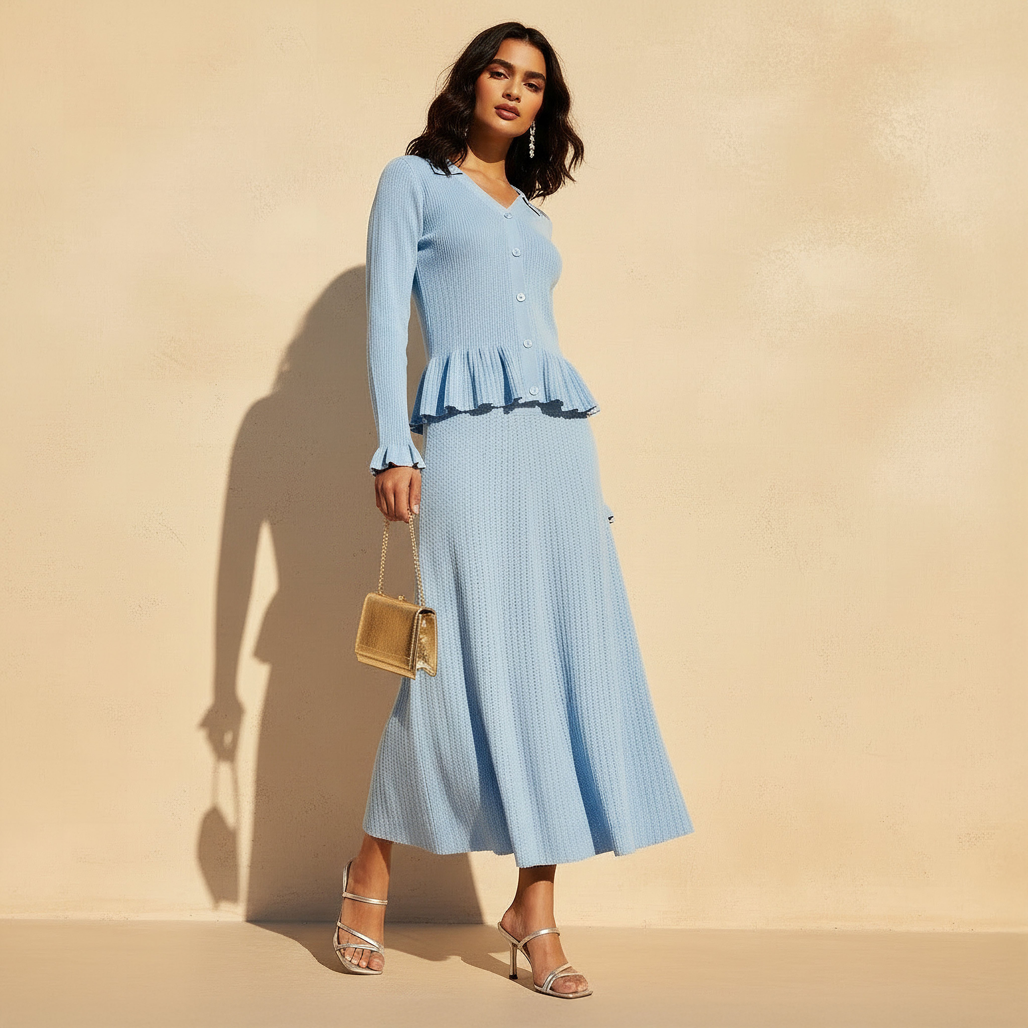 Maxi A-line Skirt with Ribbed Waistband-women-clothing-bottoms-skirts-image-2