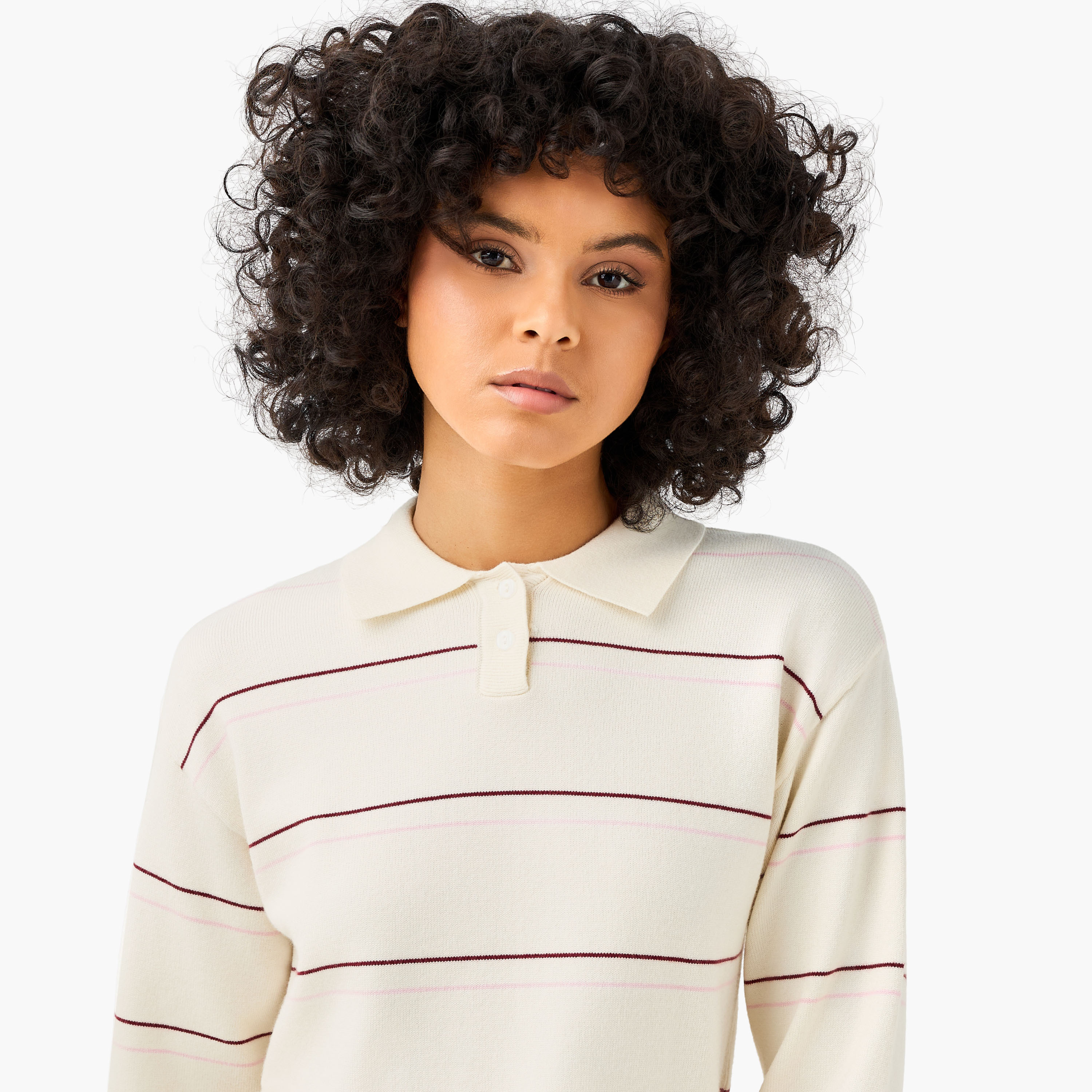 Regular Fit Polo T-shirt with Stripes-women-clothing-tshirts-image-5