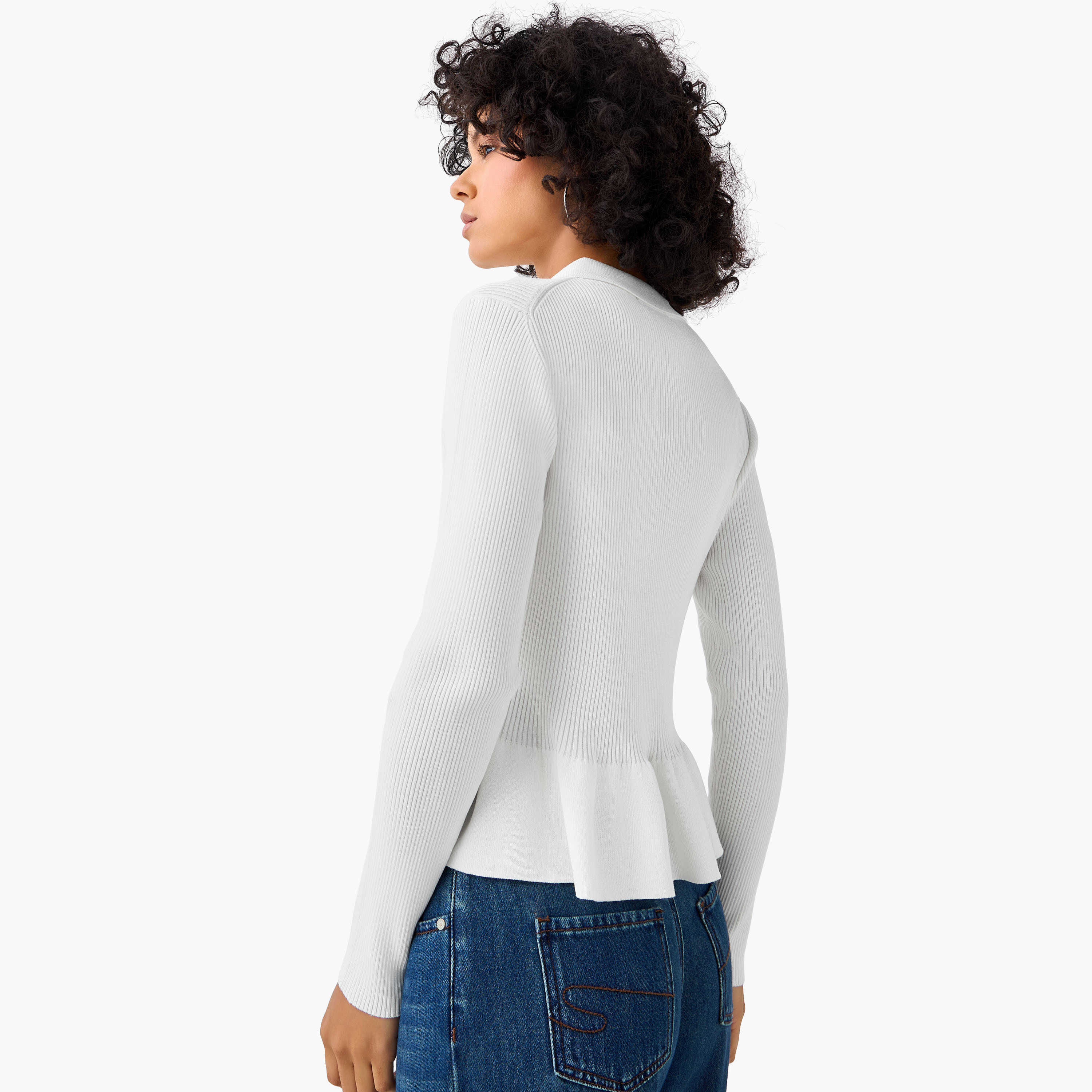 Regular Fit Polo Peplum Top with Ribbed Design-women-clothing-tshirts-image-5