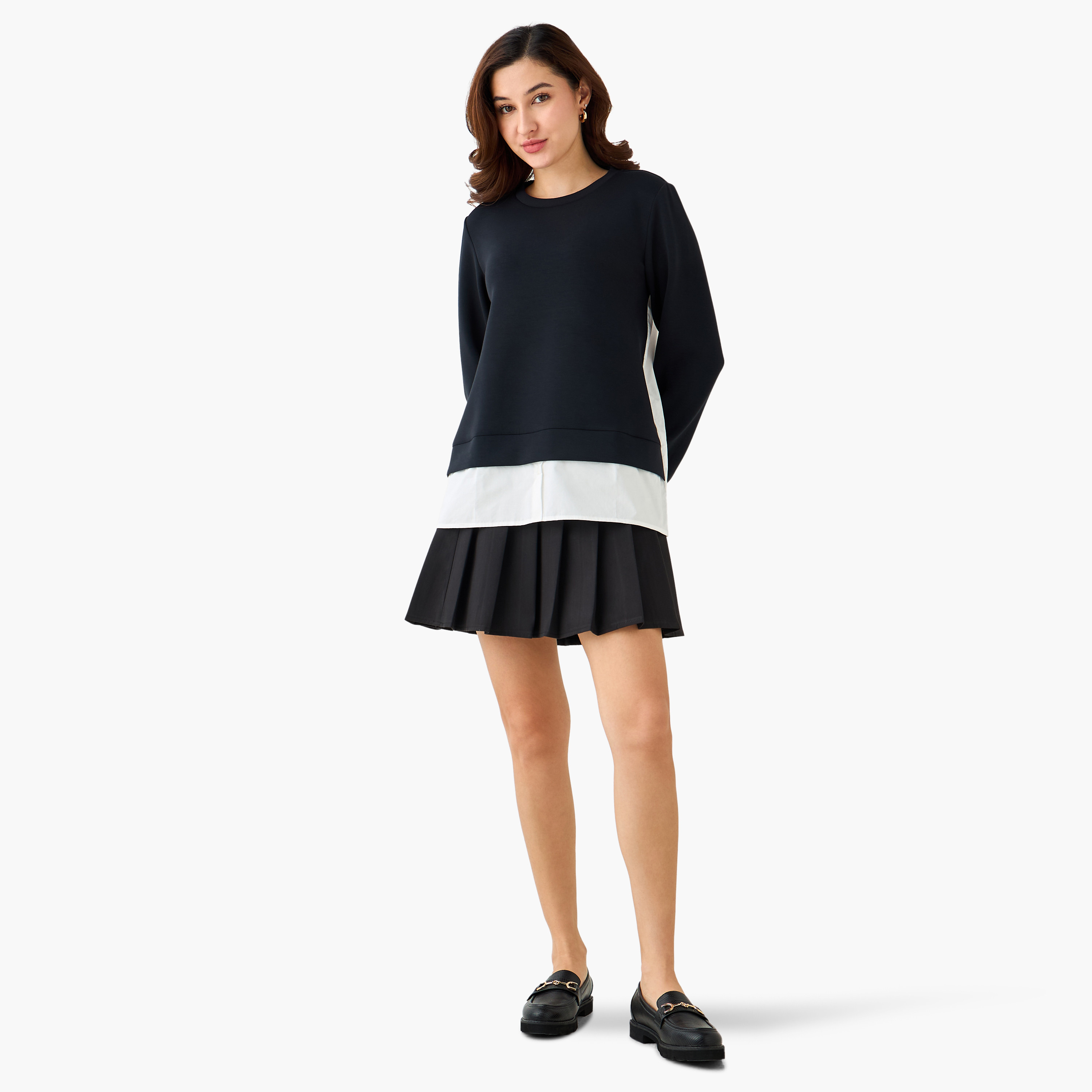 Regular Fit Woven Twofer Top with Layered Hem-women-clothing-shirtsandblouses-blouses-image-2