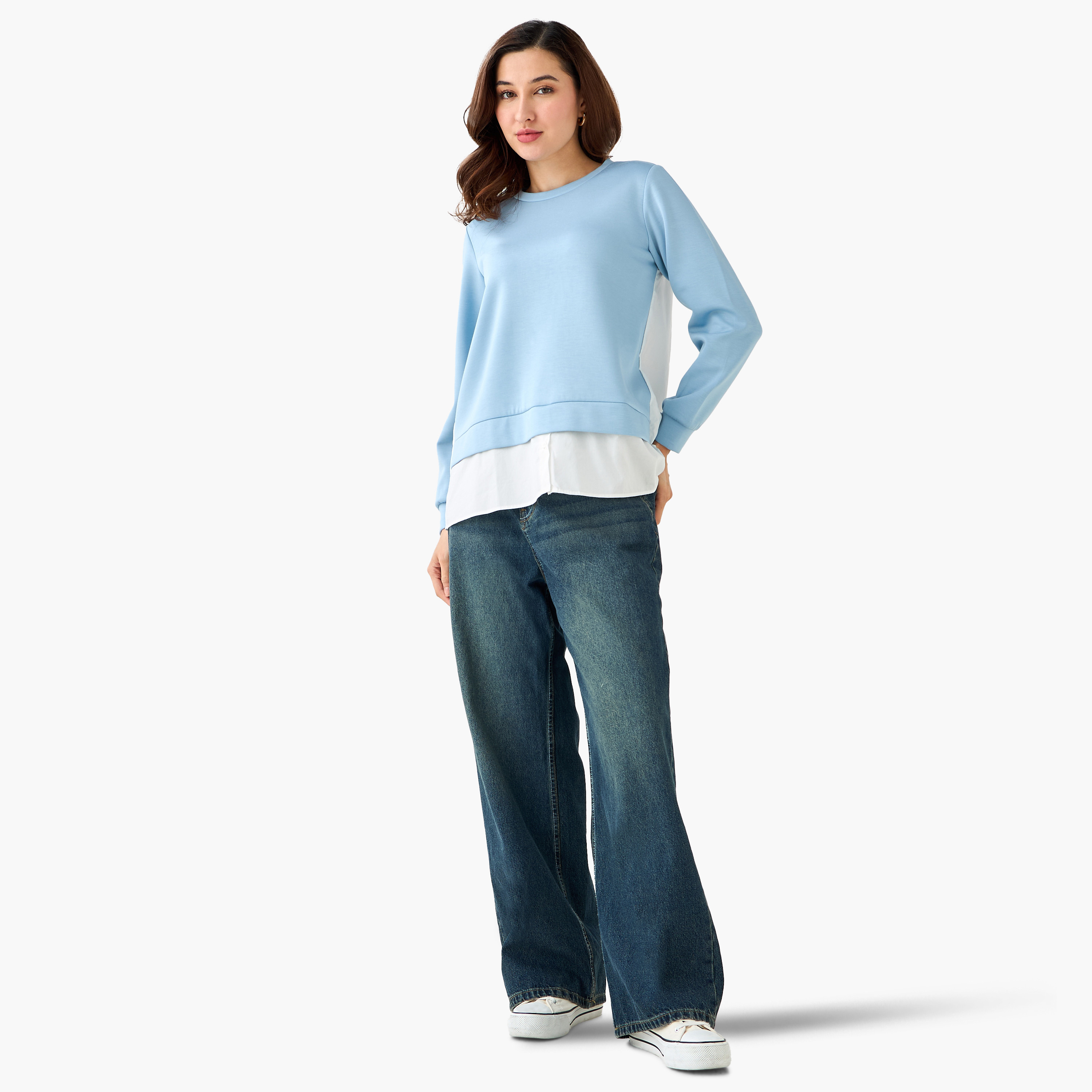 Regular Fit Twofer Top with Crew Neck-women-clothing-shirtsandblouses-blouses-image-2