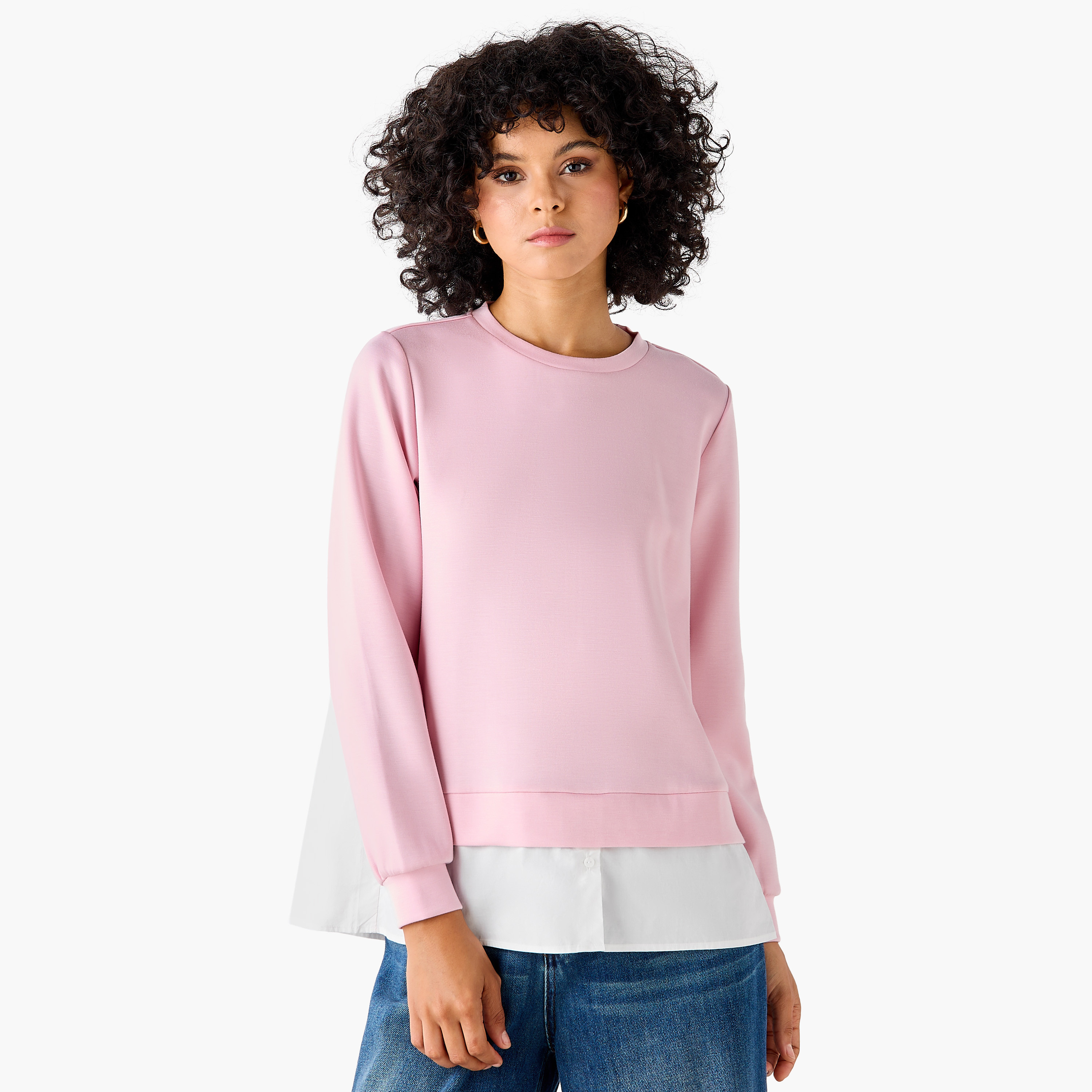 Regular Fit Twofer Top with Crew Neck-women-clothing-shirtsandblouses-blouses-image-2