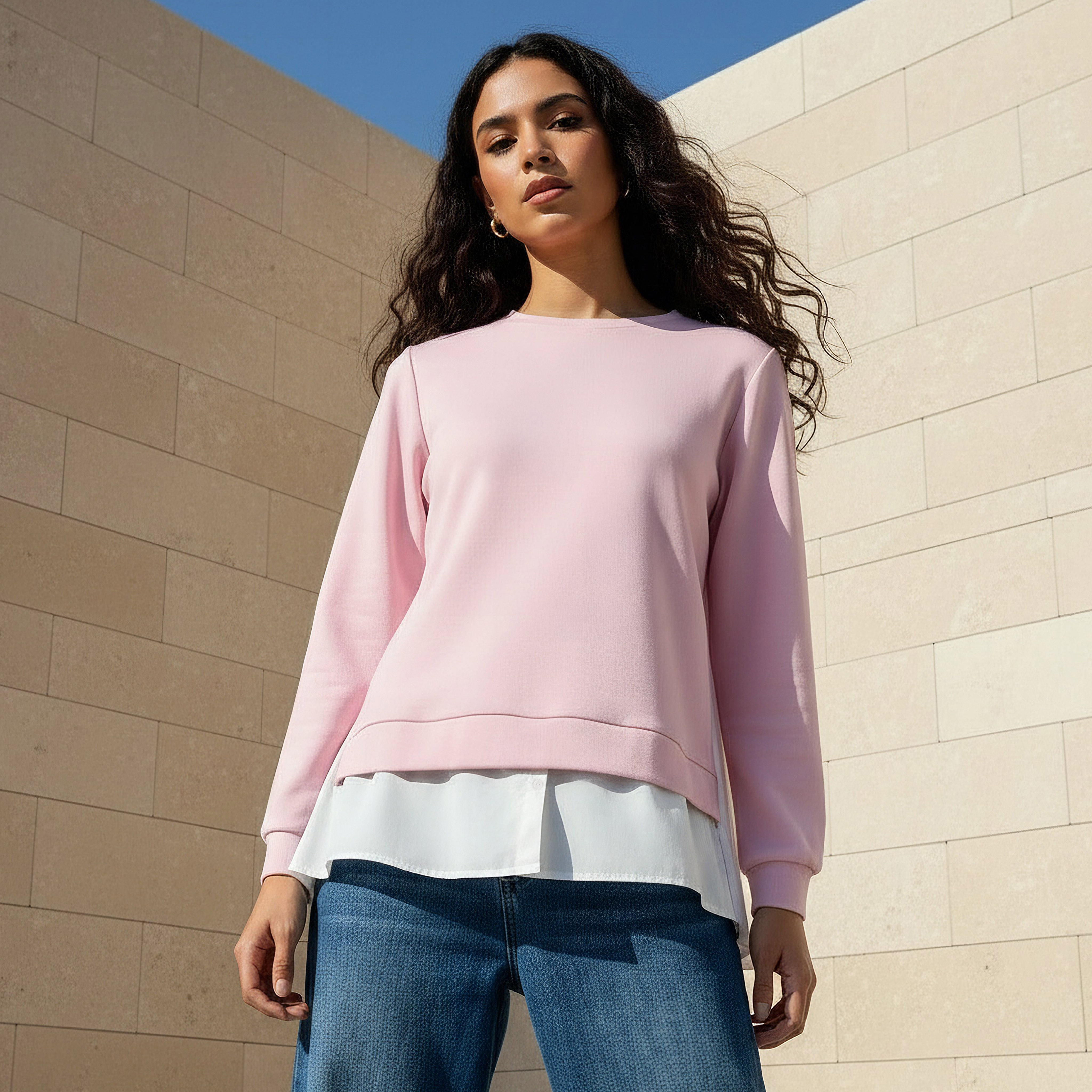 Regular Fit Twofer Top with Crew Neck-women-clothing-shirtsandblouses-blouses-image-1