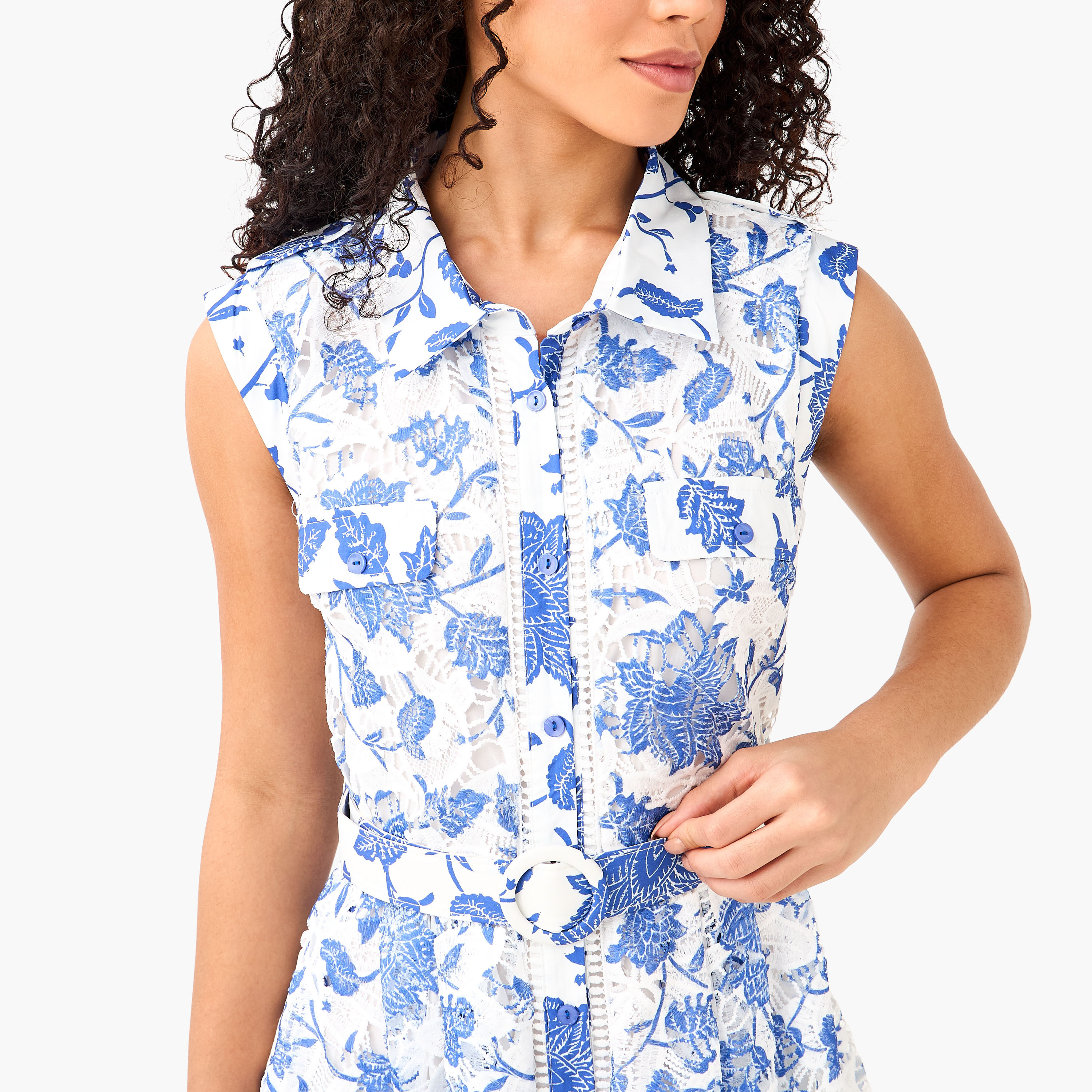 Floral Print Women Shirt Dress with Belt-women-clothing-dresses-image-5