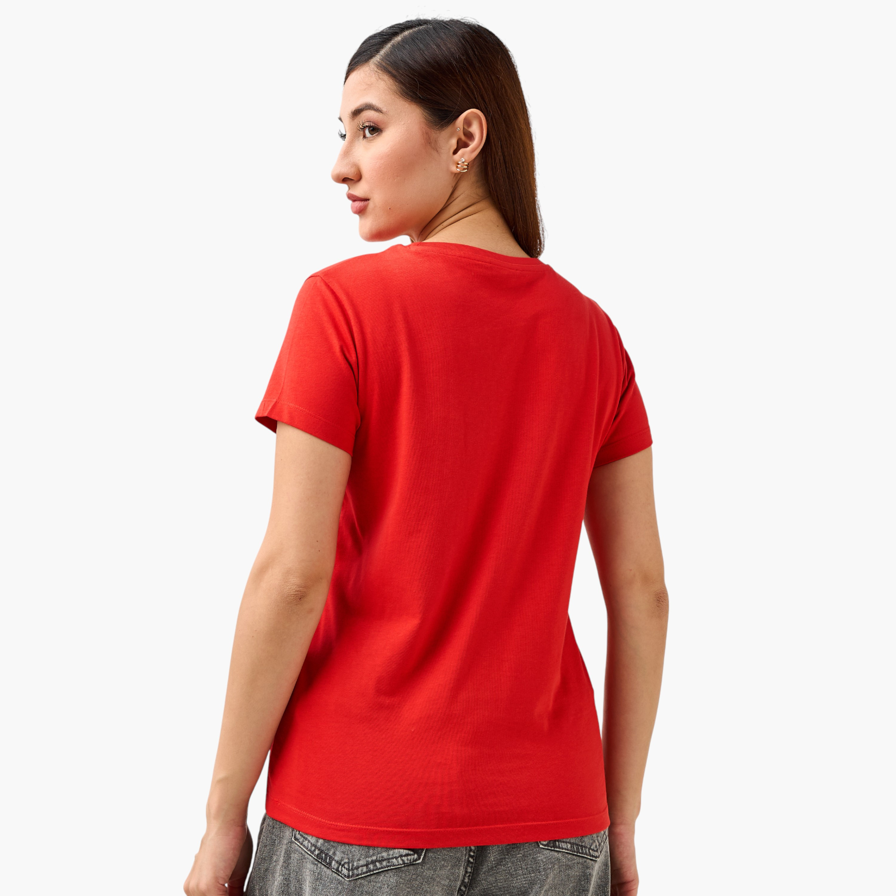 Regular Fit Cotton T-shirt with Embroidery-women-clothing-tshirts-image-4