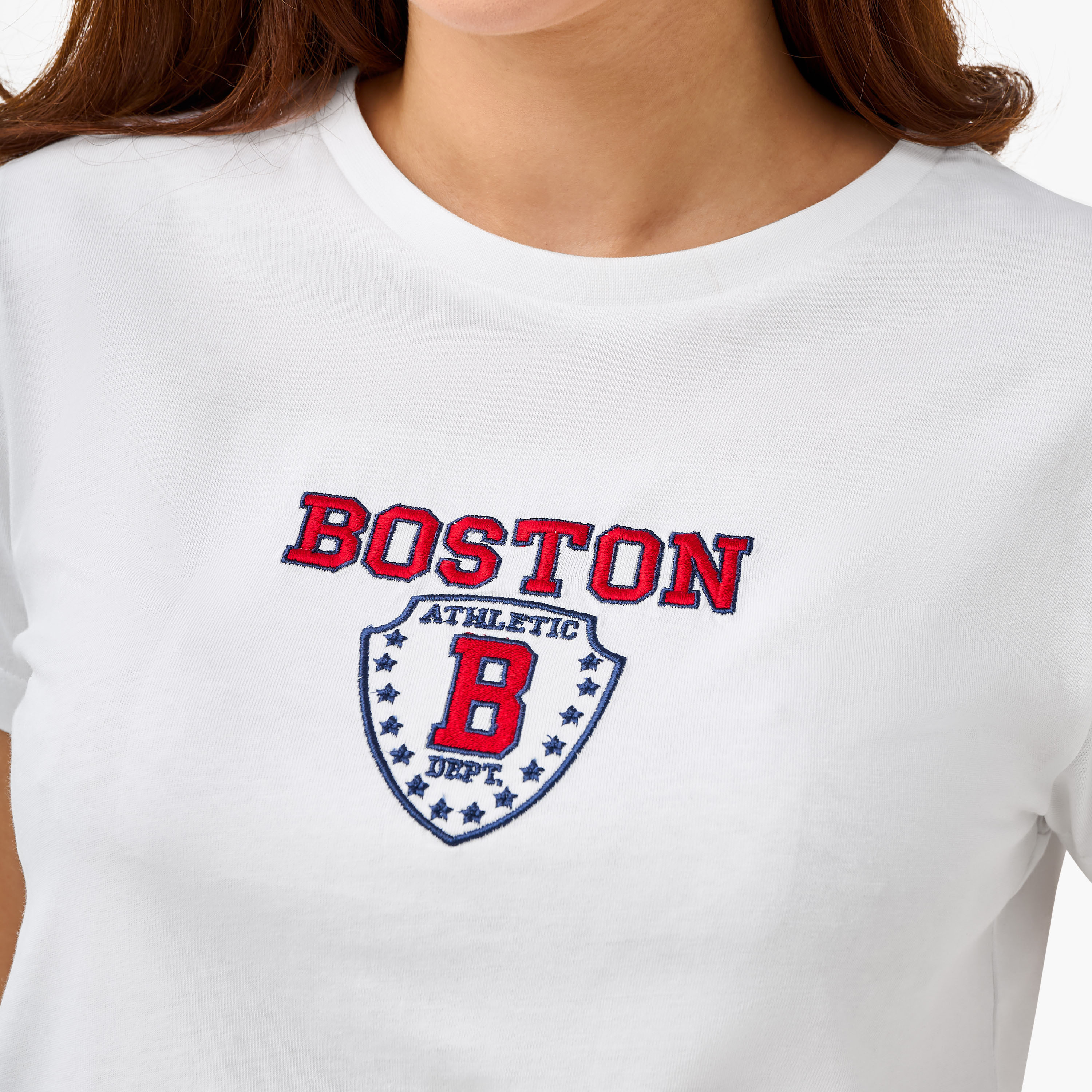Regular Fit Cotton T-shirt with Boston Embroidery-women-clothing-tshirts-image-4