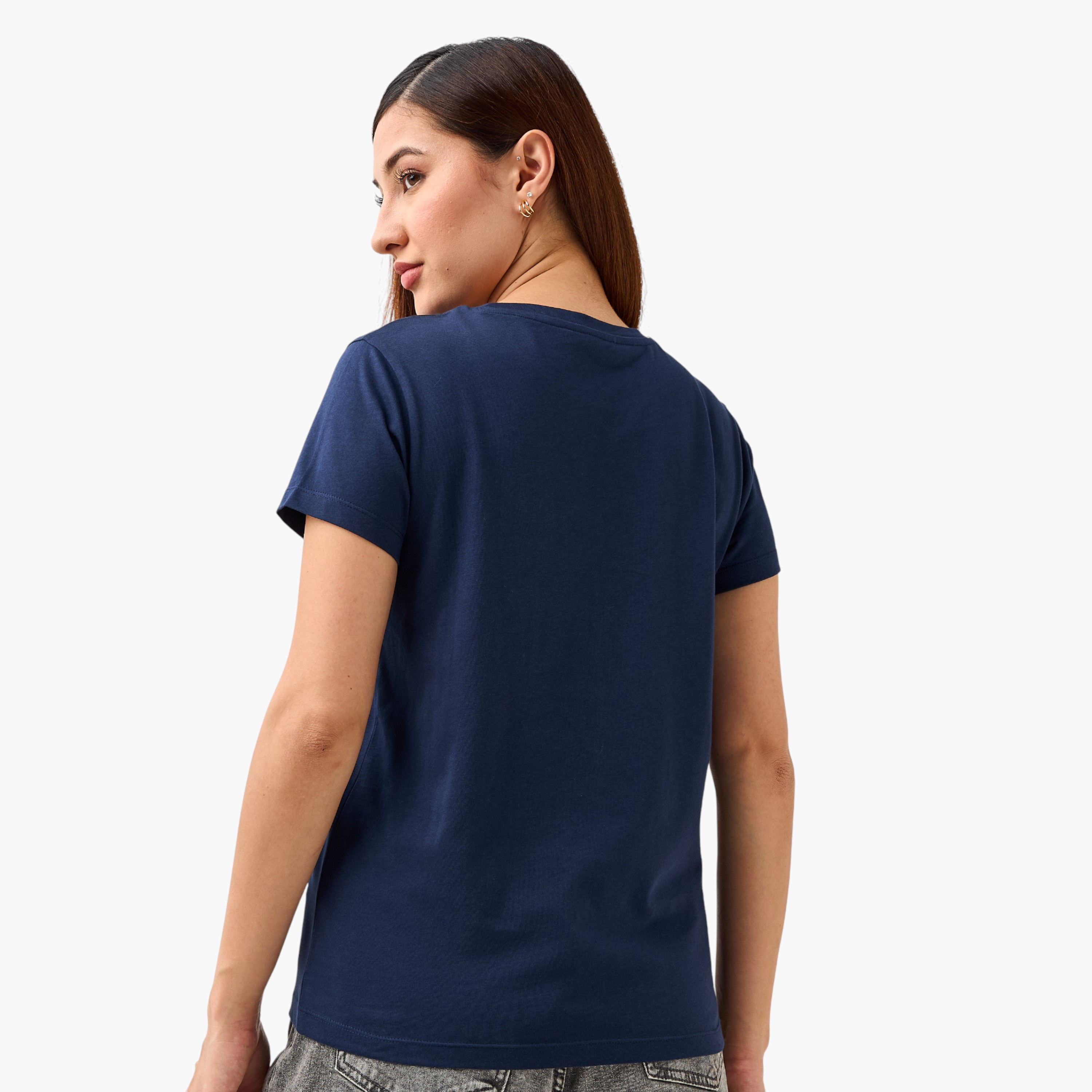 Regular Fit Cotton T-shirt with Graphic Print-women-clothing-tshirts-image-3