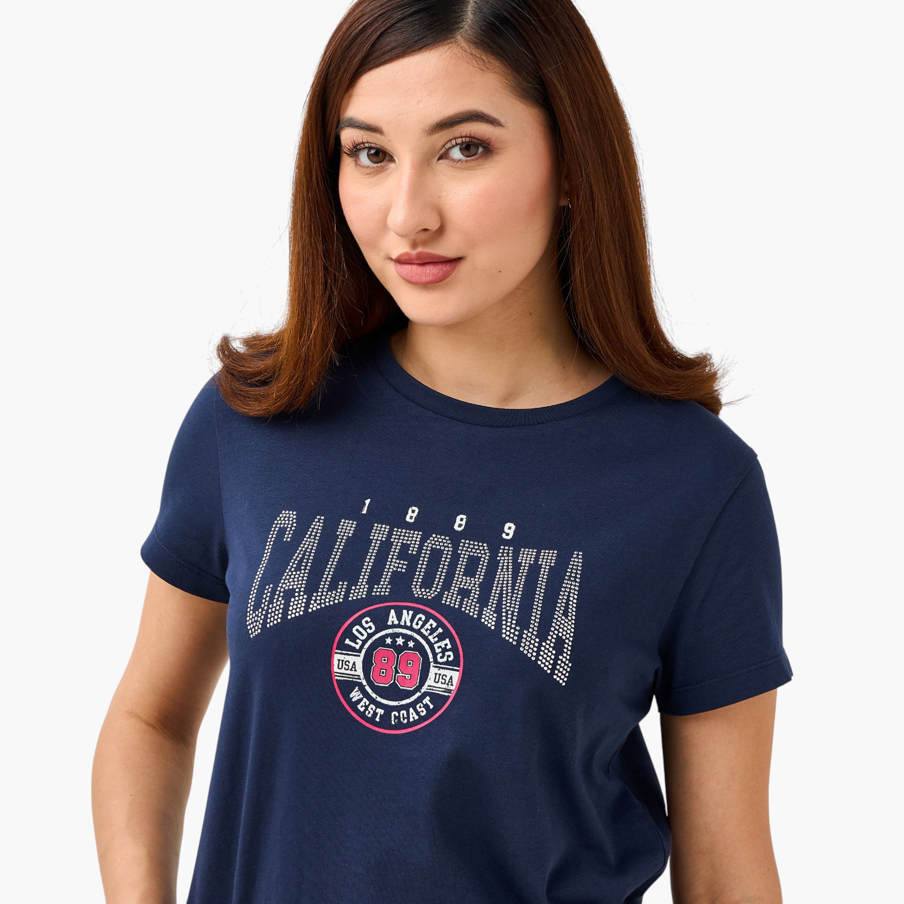 Regular Fit Cotton T-shirt with Graphic Print-women-clothing-tshirts-image-5