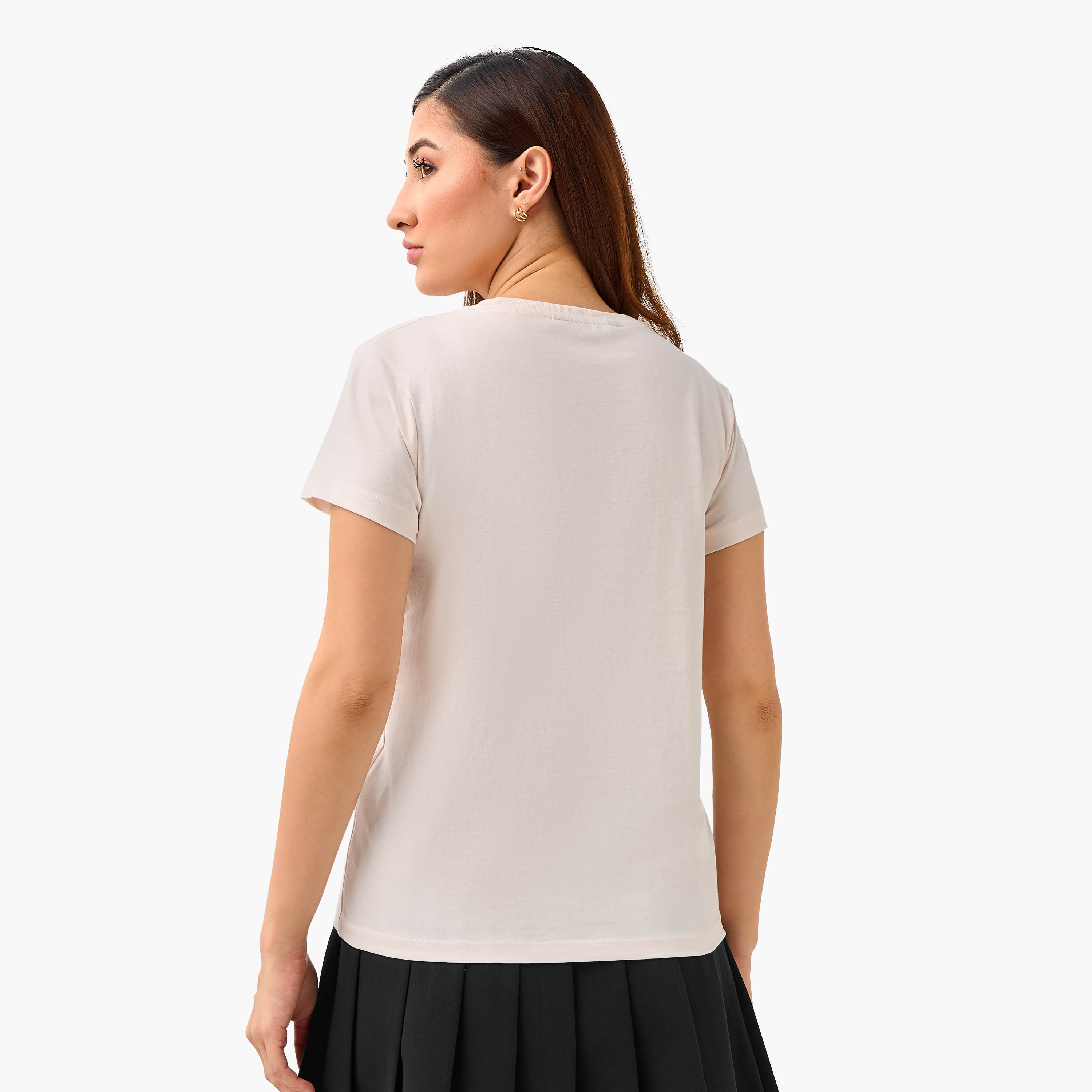 Regular Fit Cotton T-shirt with Embroidery-women-clothing-tshirts-image-3