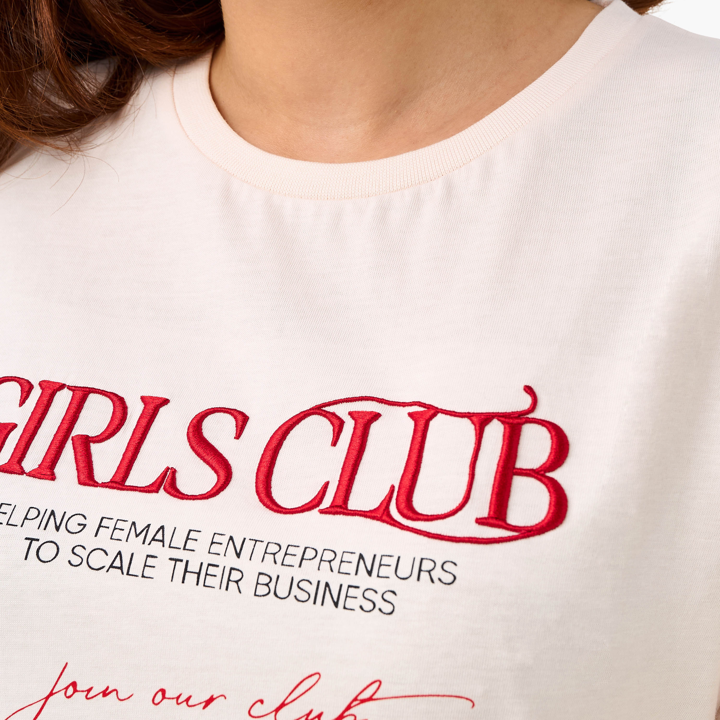 Regular Fit Cotton T-shirt with Embroidery-women-clothing-tshirts-image-5