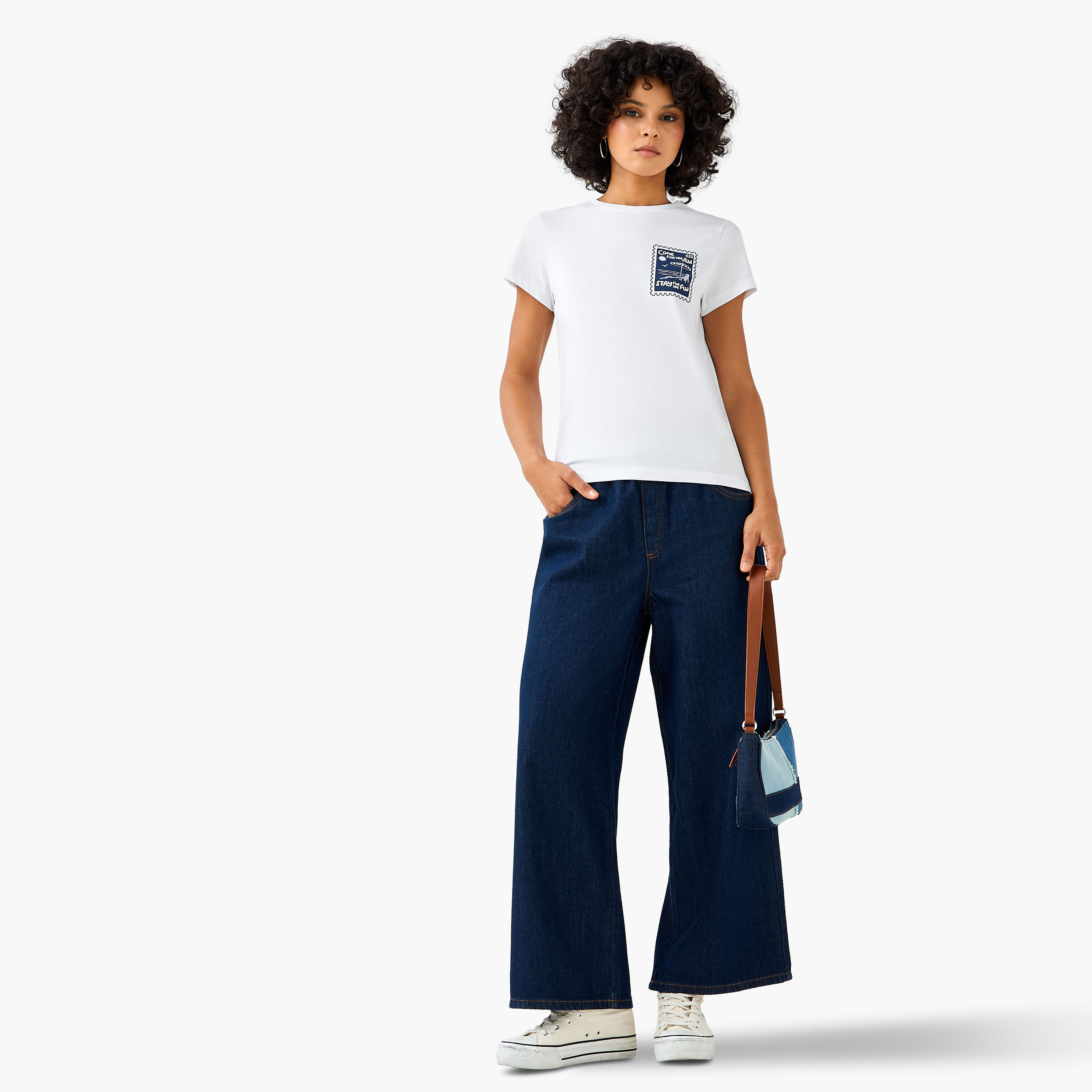 Regular Fit Cotton T-shirt with Graphic Print-women-clothing-tshirts-image-4
