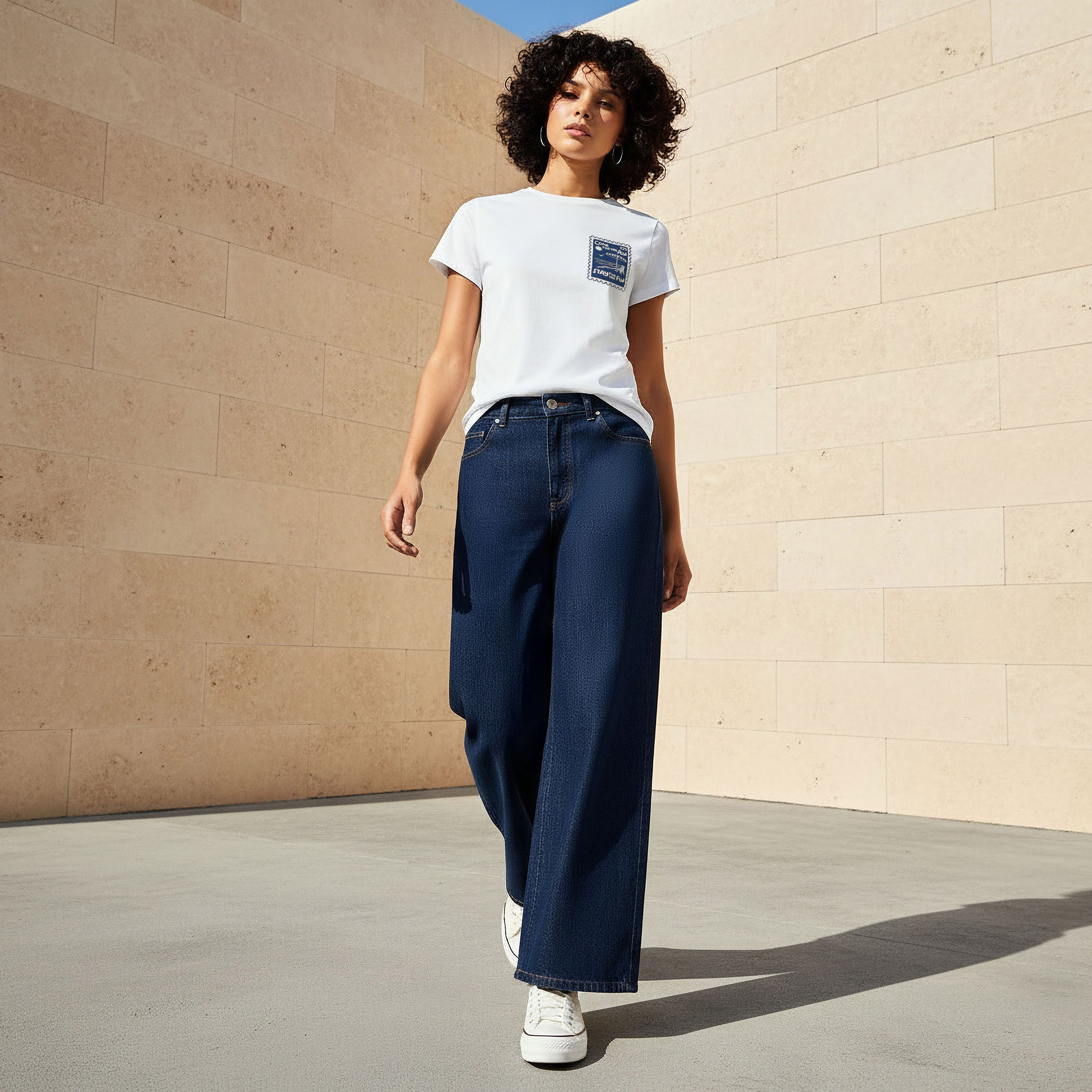 Regular Fit Cotton T-shirt with Graphic Print-women-clothing-tshirts-image-2