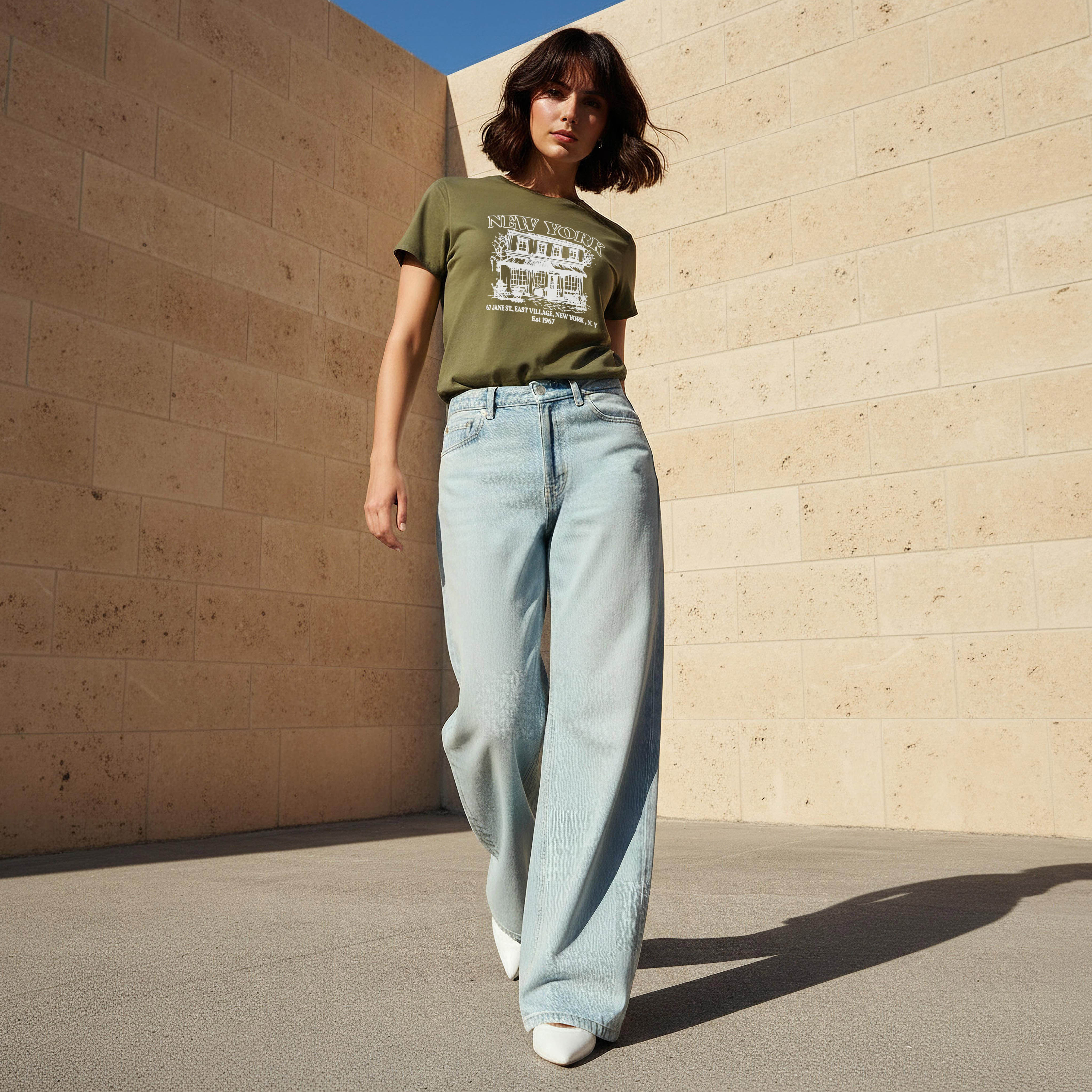 تيشيرت قطن بقصة عادية وطبعات-women-clothing-tshirts-image-2