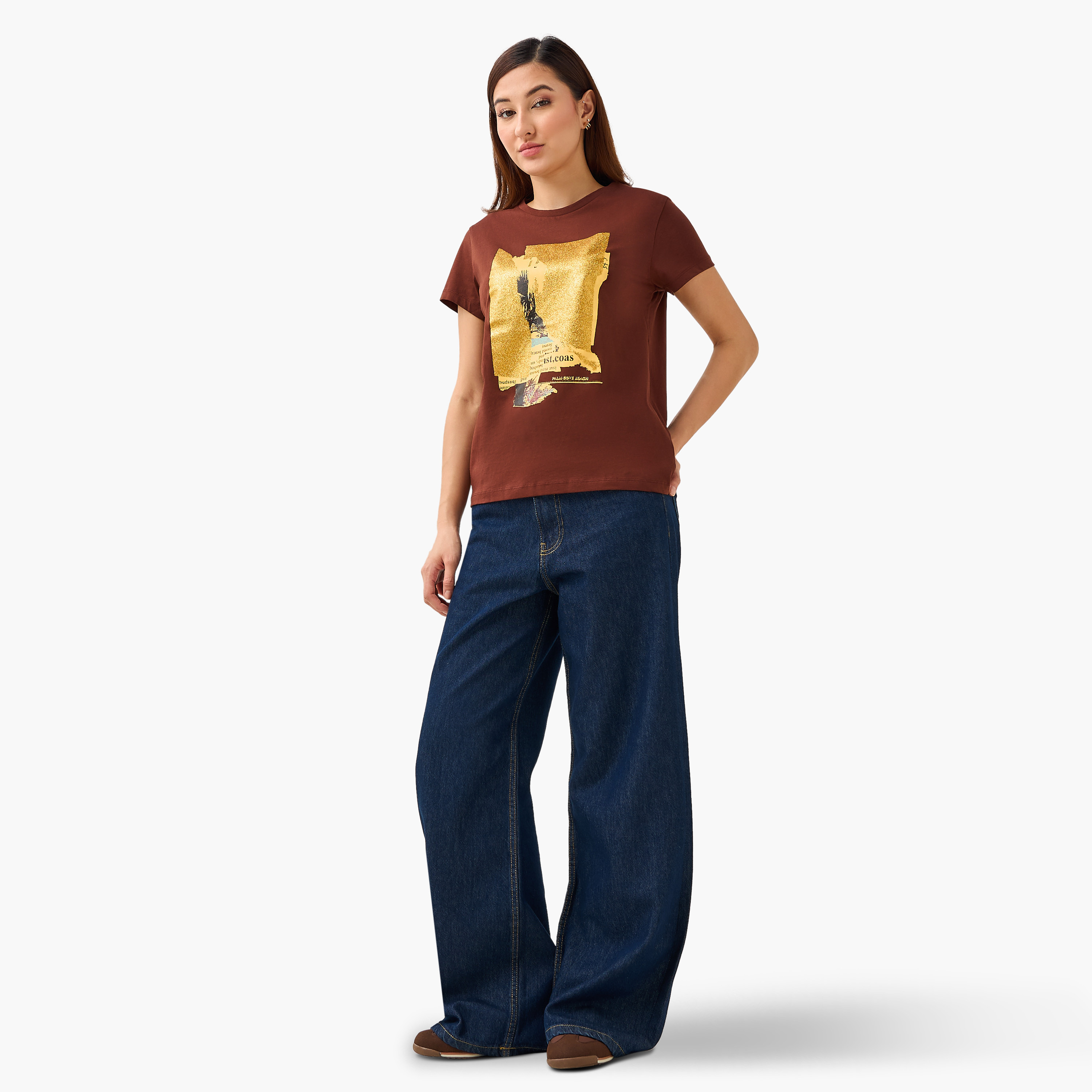 تيشيرت قطن بقصة عادية وطبعات-women-clothing-tshirts-image-2