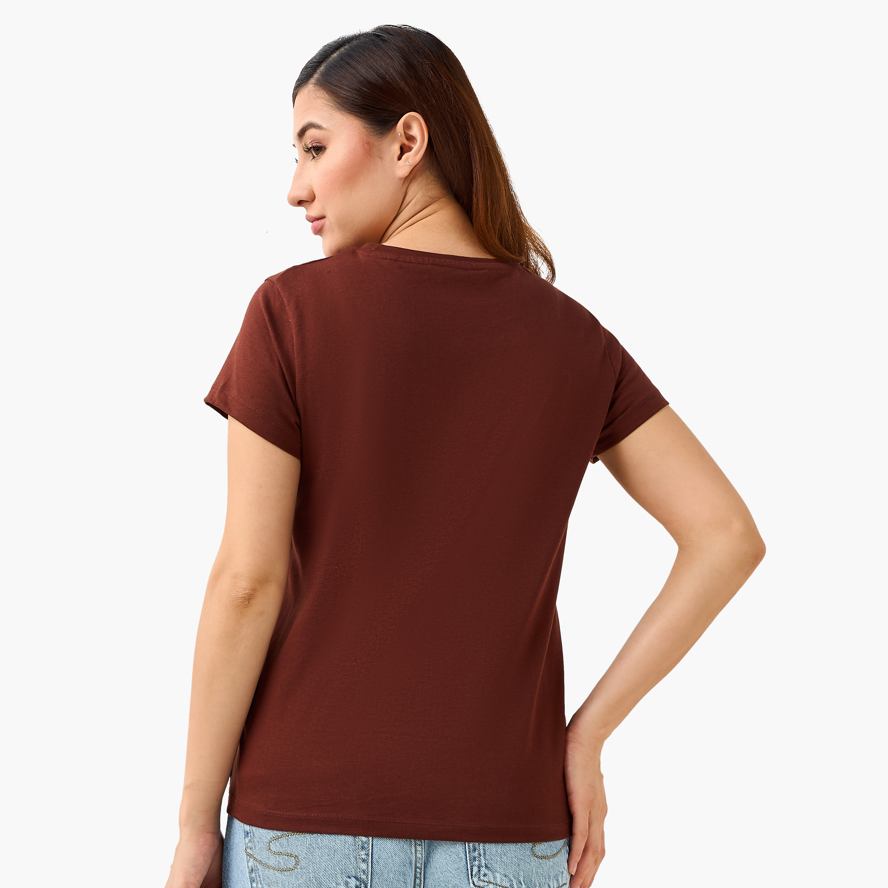 Regular Fit Cotton T-shirt with Embellishments-women-clothing-tshirts-image-3