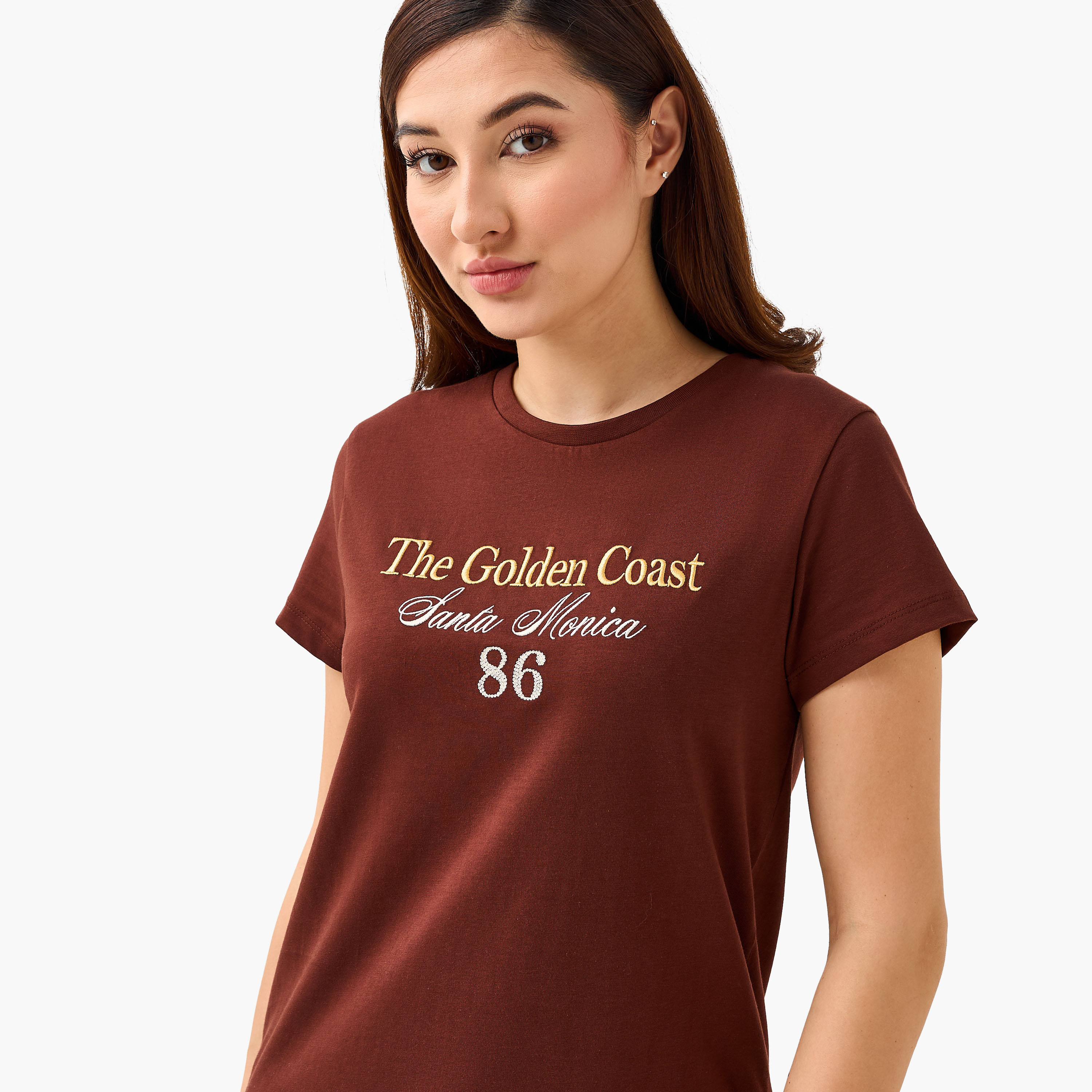 Regular Fit Cotton T-shirt with Embellishments-women-clothing-tshirts-image-5