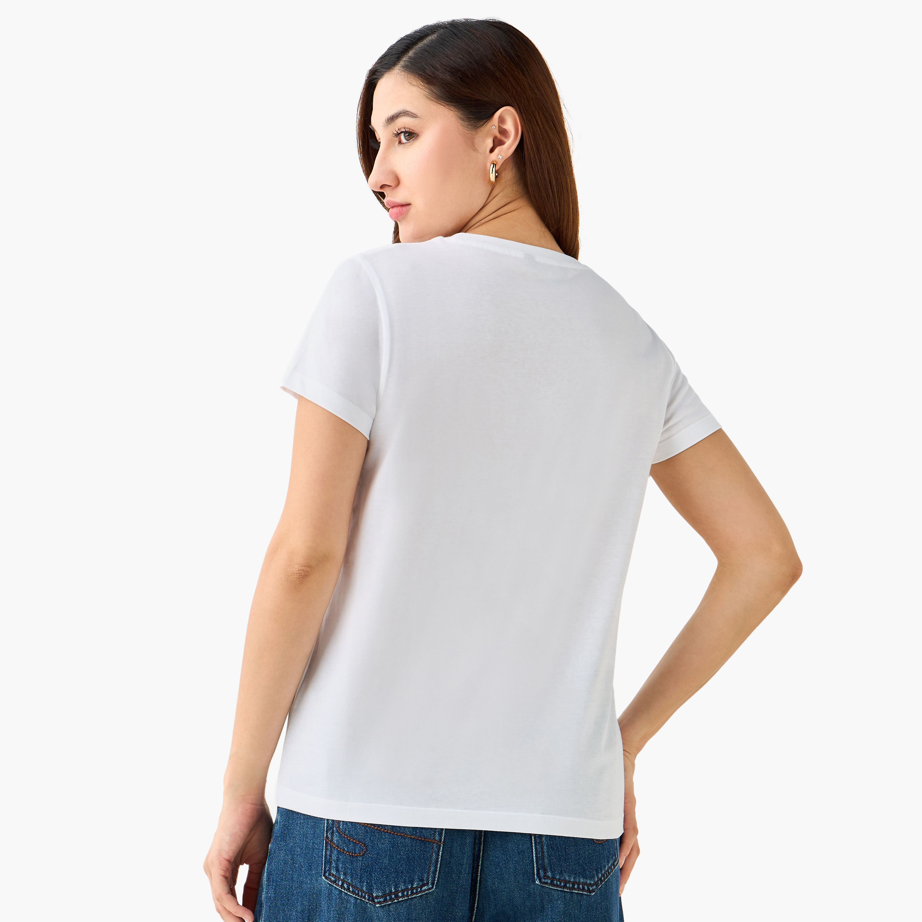 Regular Fit Cotton T-shirt with Graphic Print-women-clothing-tshirts-image-4