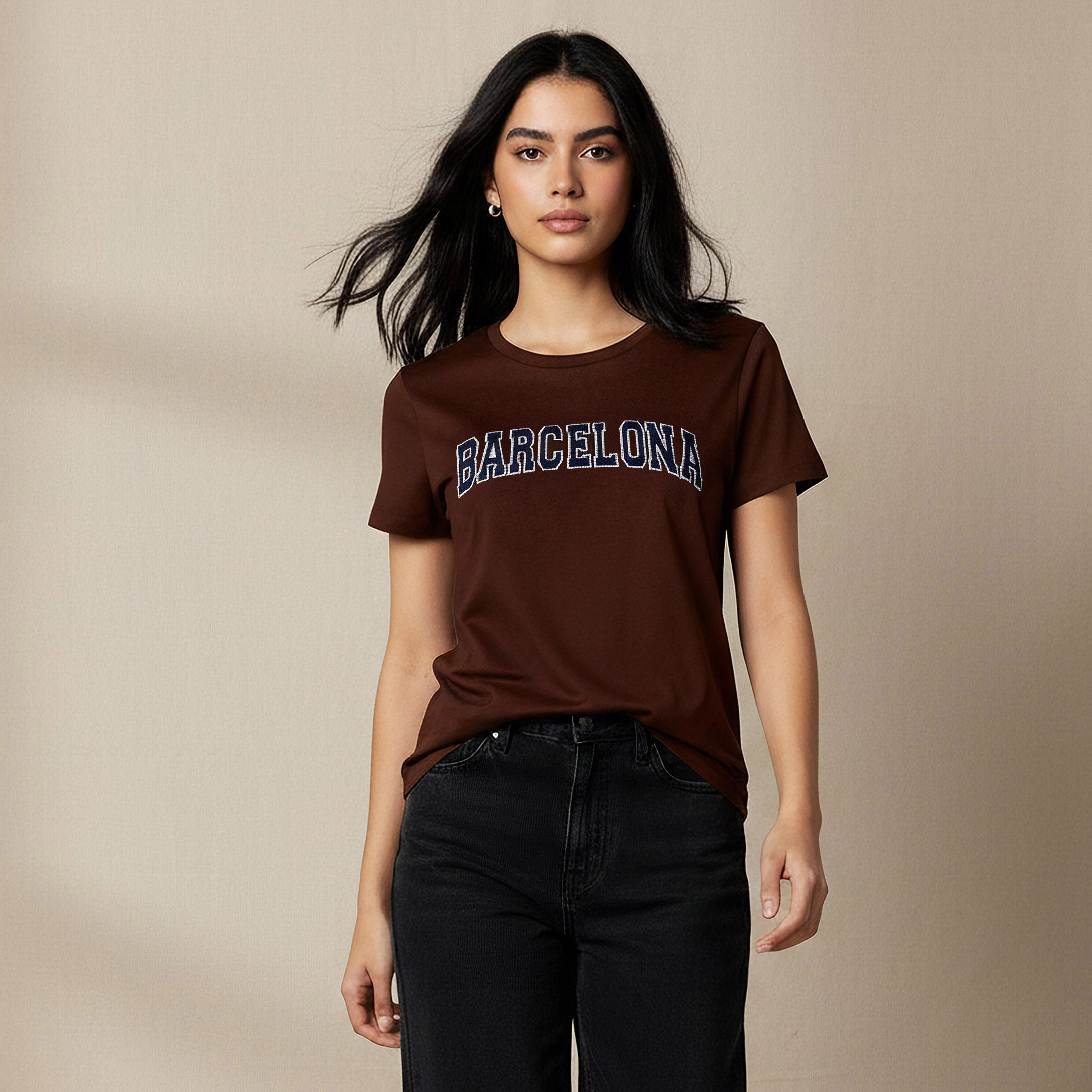 Regular Fit Cotton T-shirt with Embroidery-women-clothing-tshirts-image-1