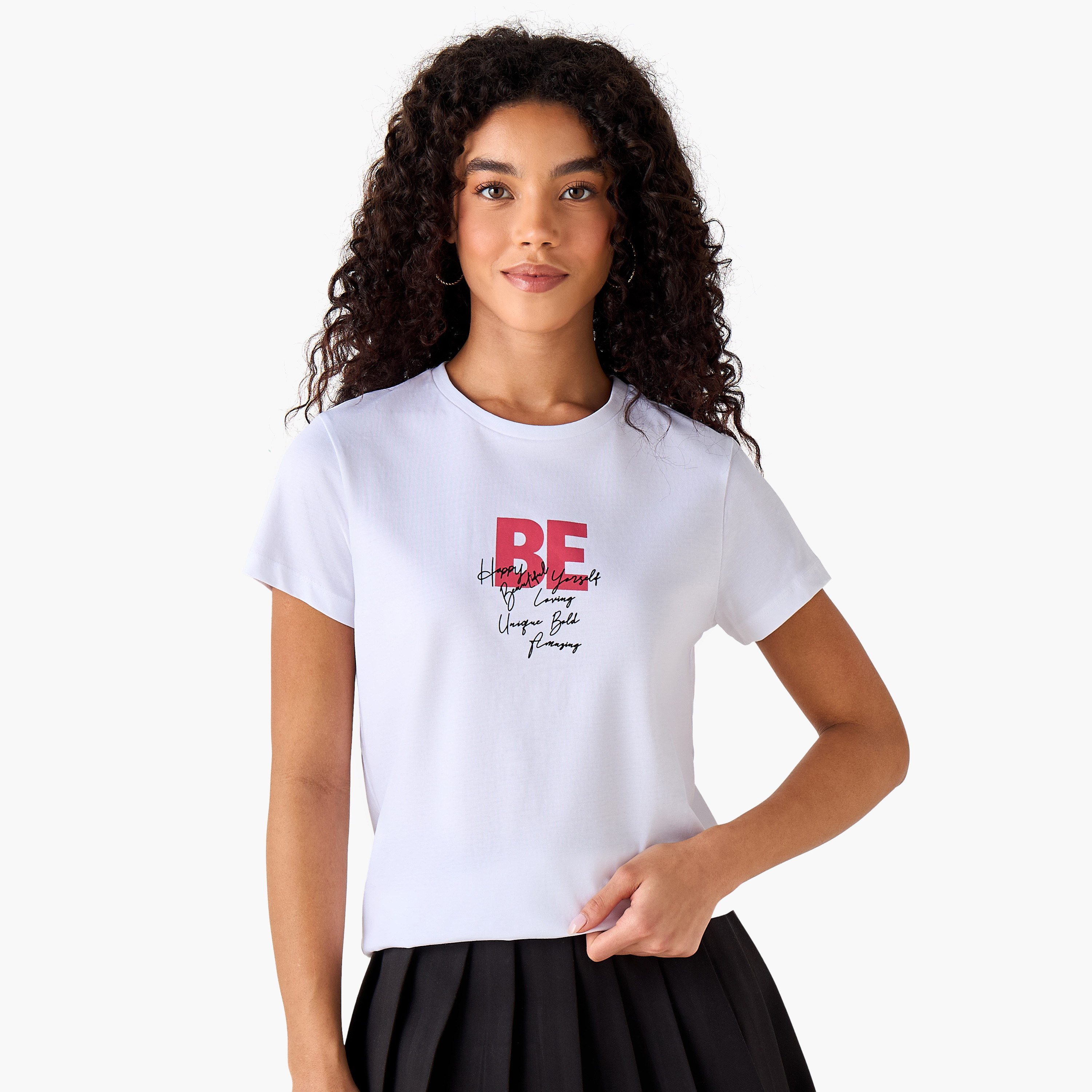 تيشيرت قطن بقصة عادية وطبعات-women-clothing-tshirts-image-2