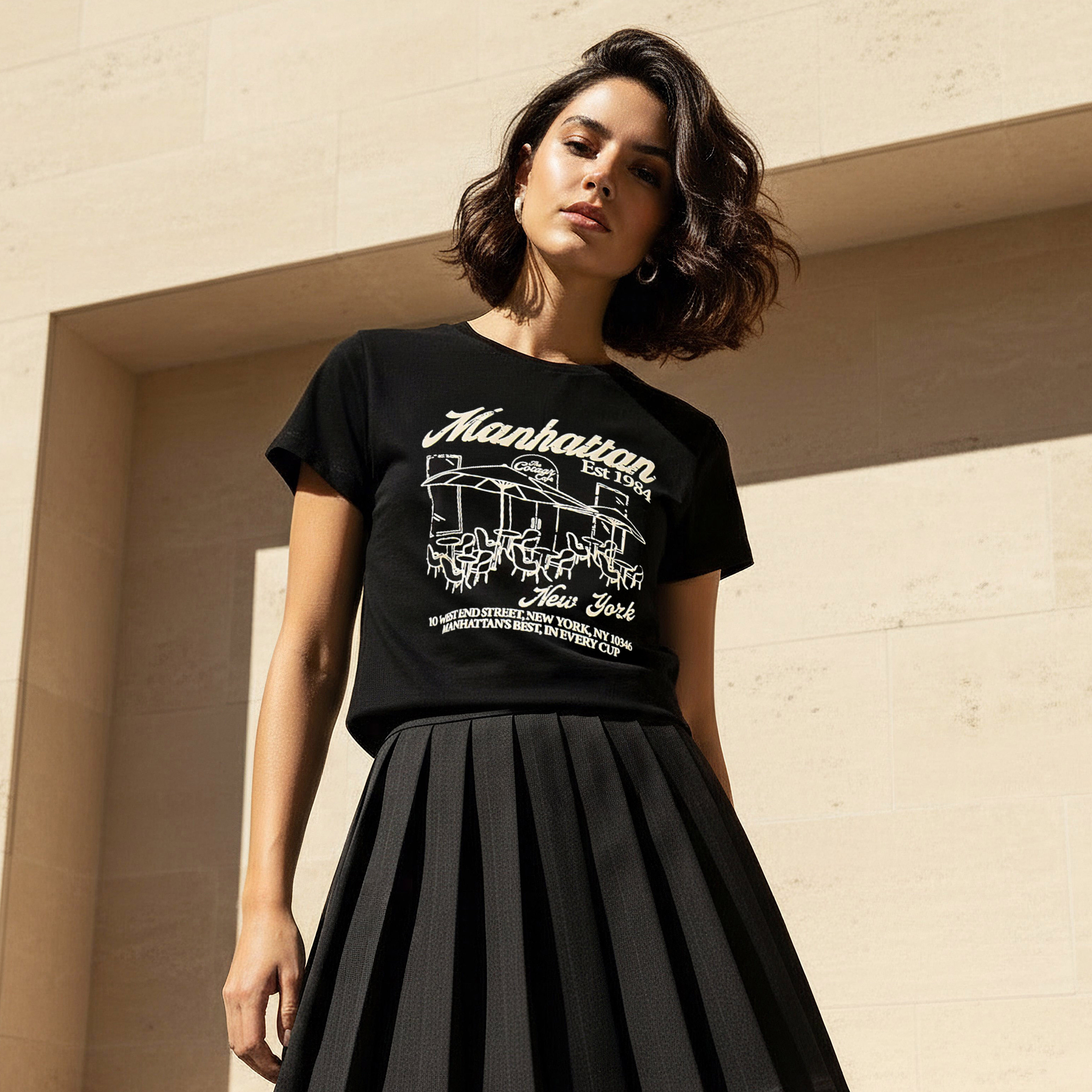 تيشيرت قطن بقصة عادية وطبعات-women-clothing-tshirts-image-1