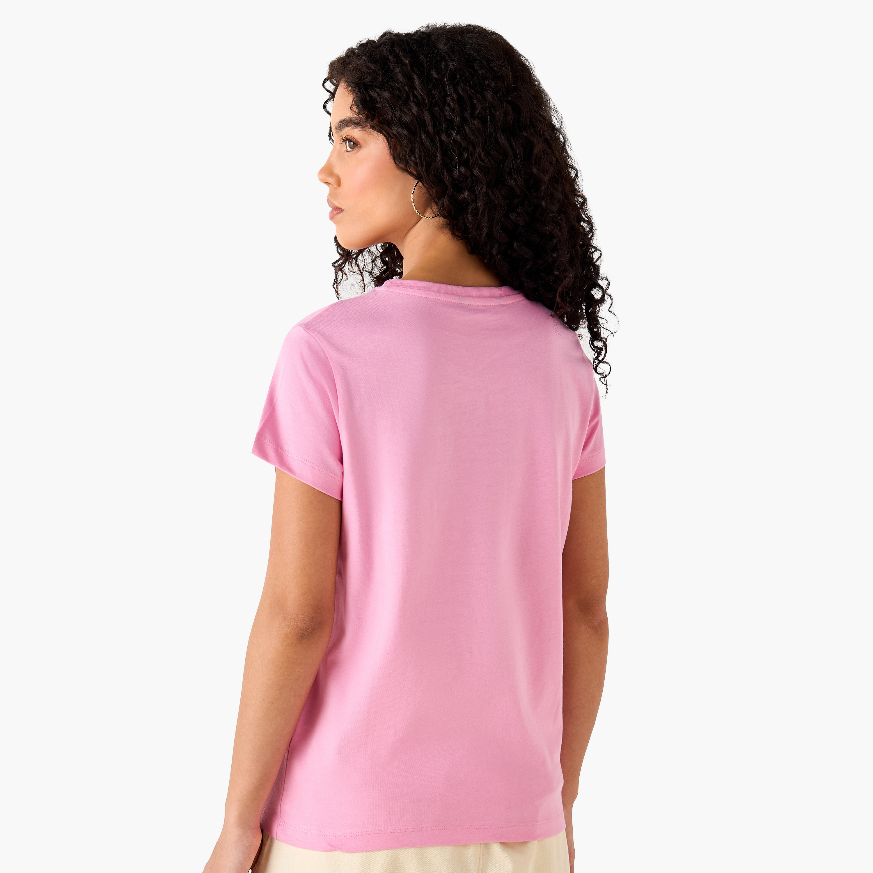 Regular Fit Cotton T-shirt with Typographic Print-women-clothing-tshirts-image-4