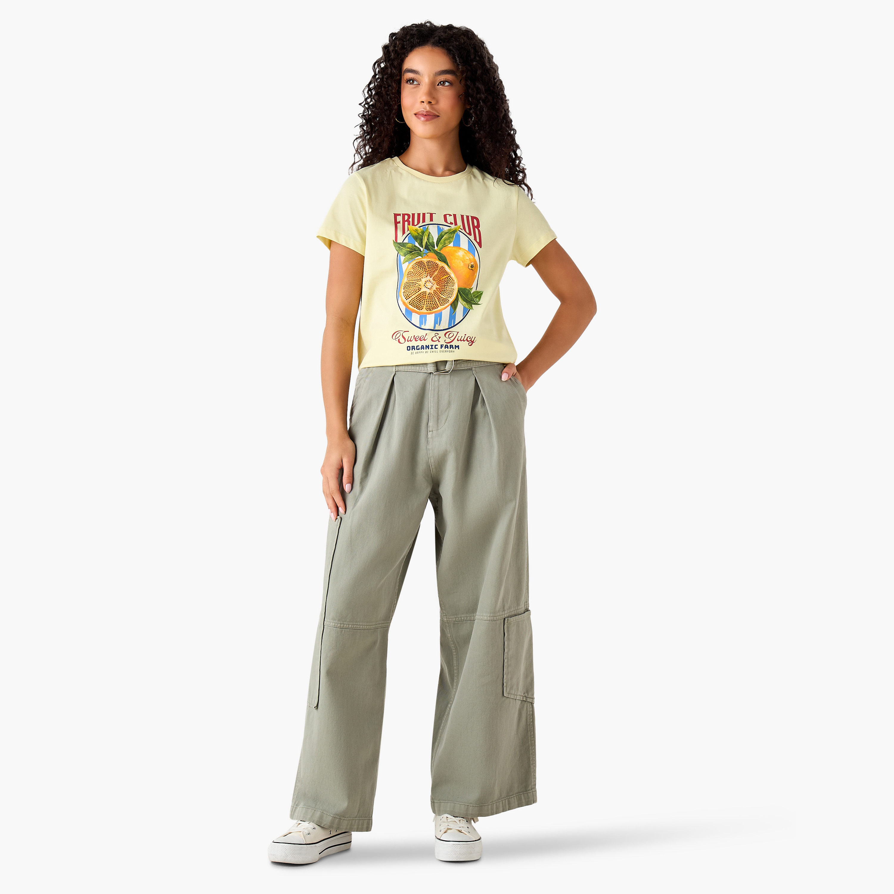 Regular Fit Cotton T-shirt with Typographic Print-women-clothing-tshirts-image-3