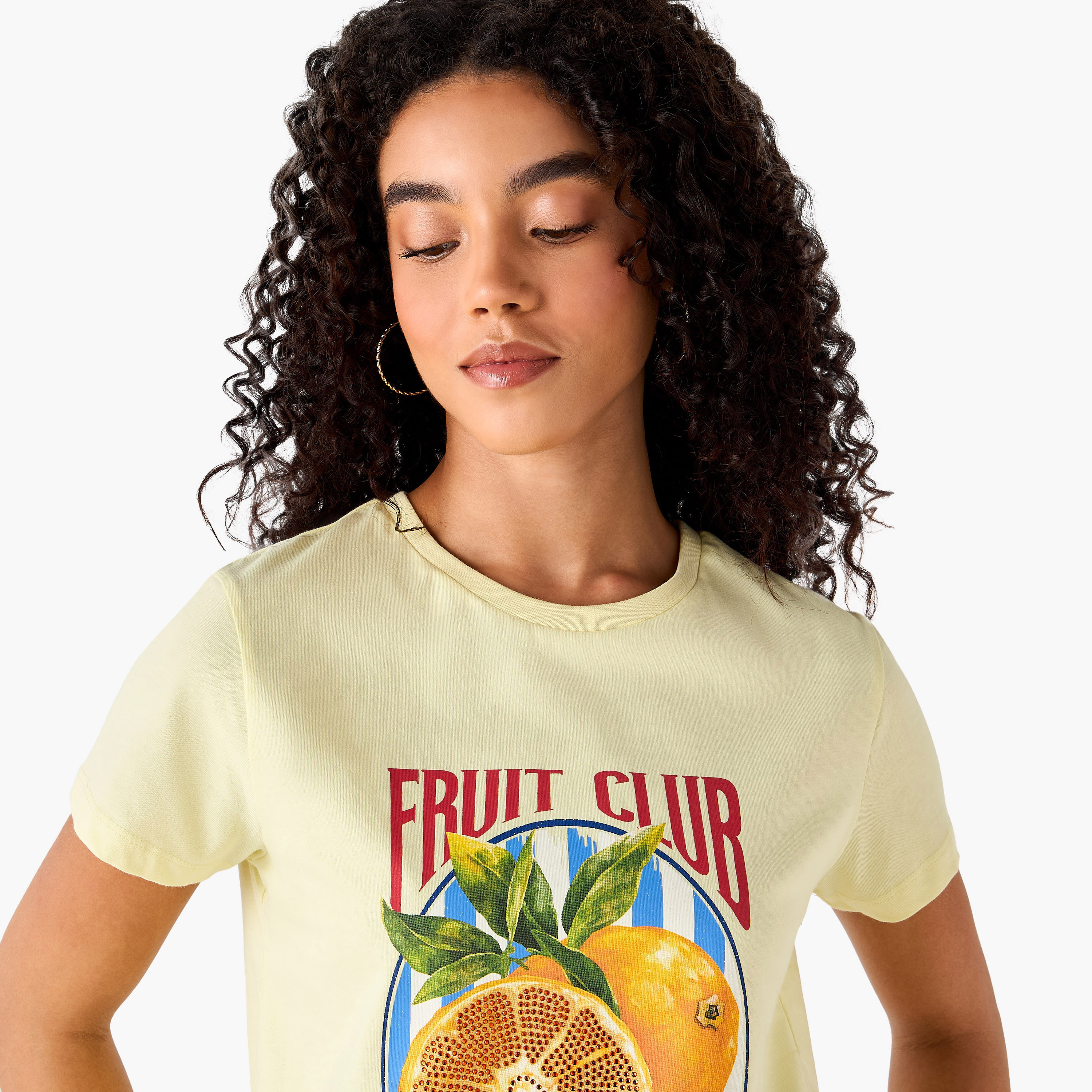 Regular Fit Cotton T-shirt with Typographic Print-women-clothing-tshirts-image-5