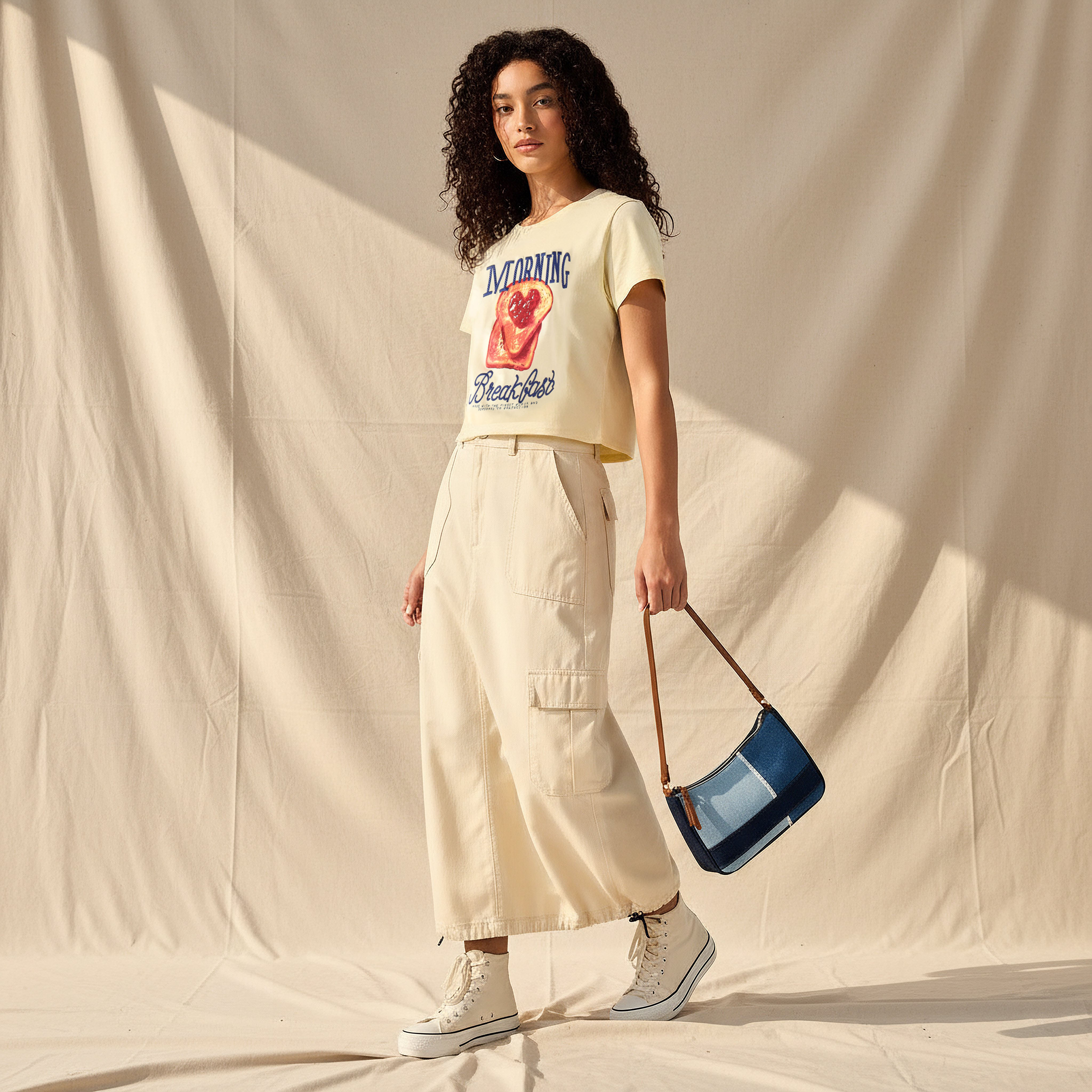 Regular Fit Cotton T-shirt with Typographic Print-women-clothing-tshirts-image-2
