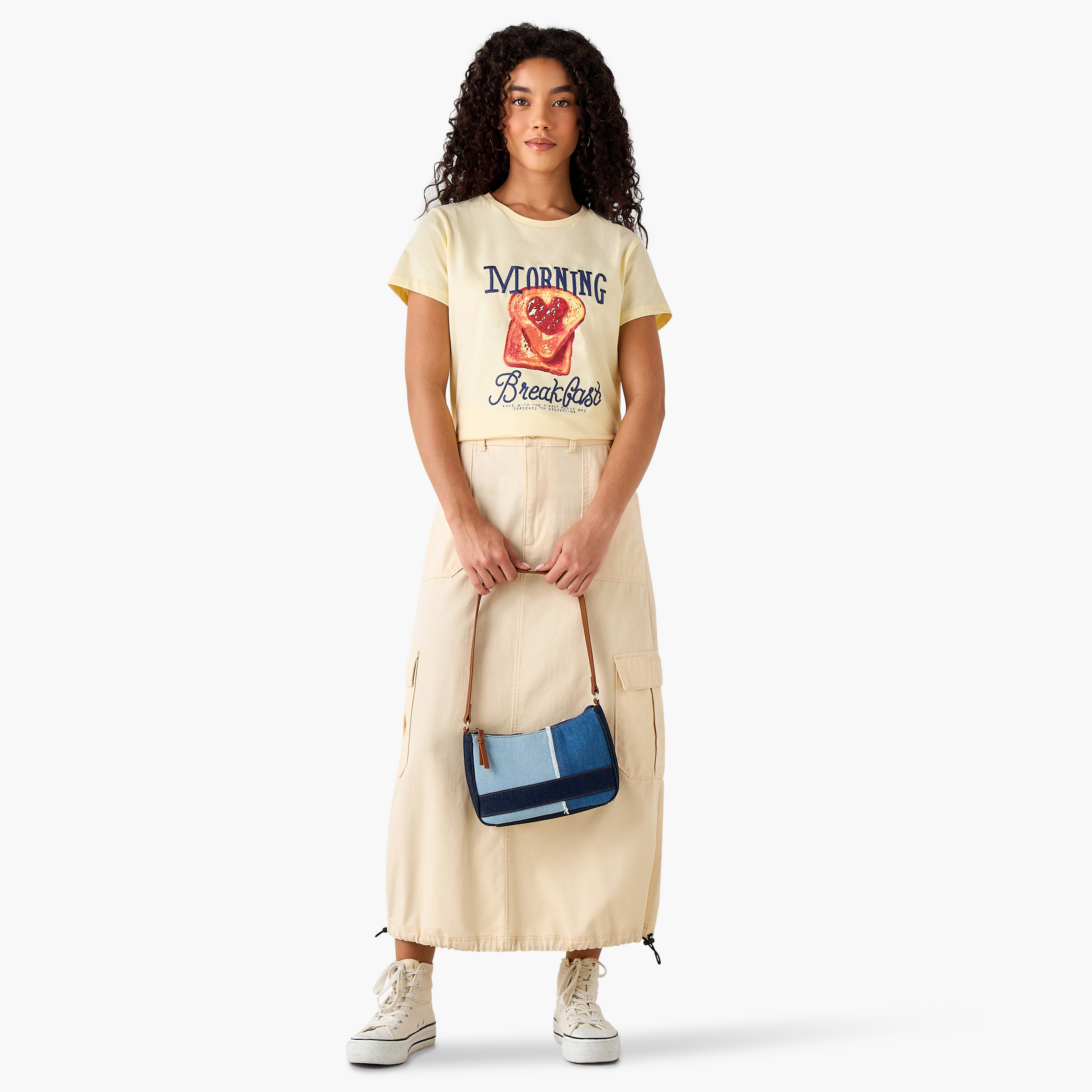 Regular Fit Cotton T-shirt with Typographic Print-women-clothing-tshirts-image-4
