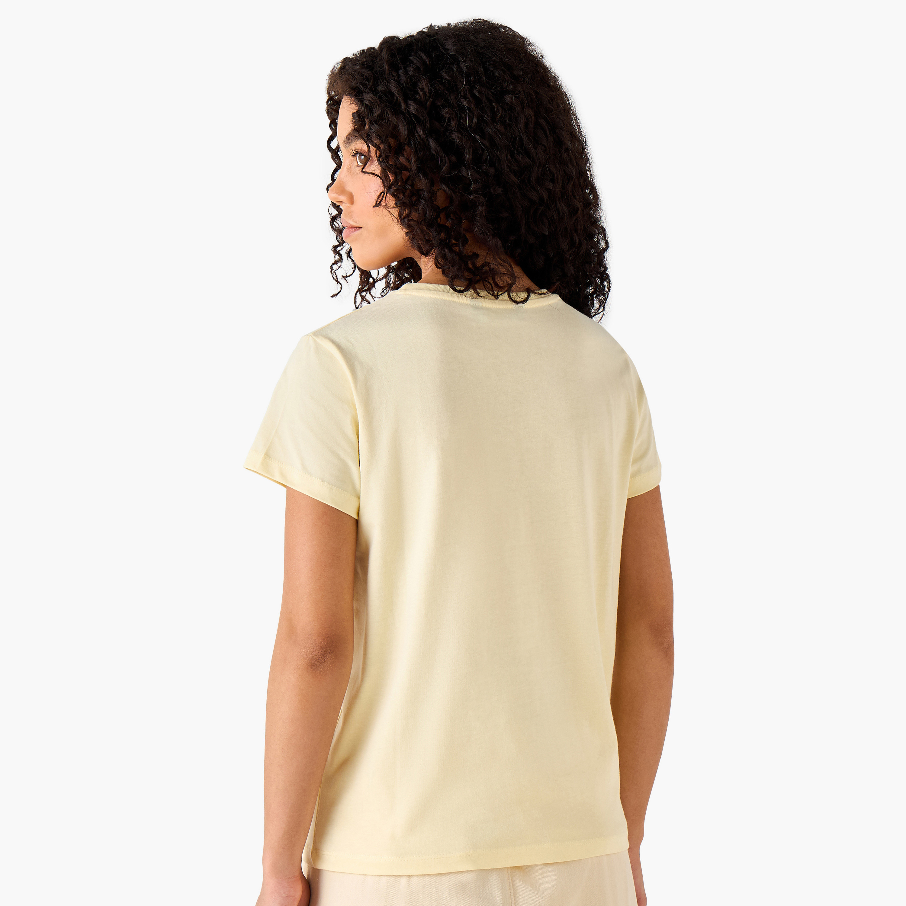 Regular Fit Cotton T-shirt with Typographic Print-women-clothing-tshirts-image-5