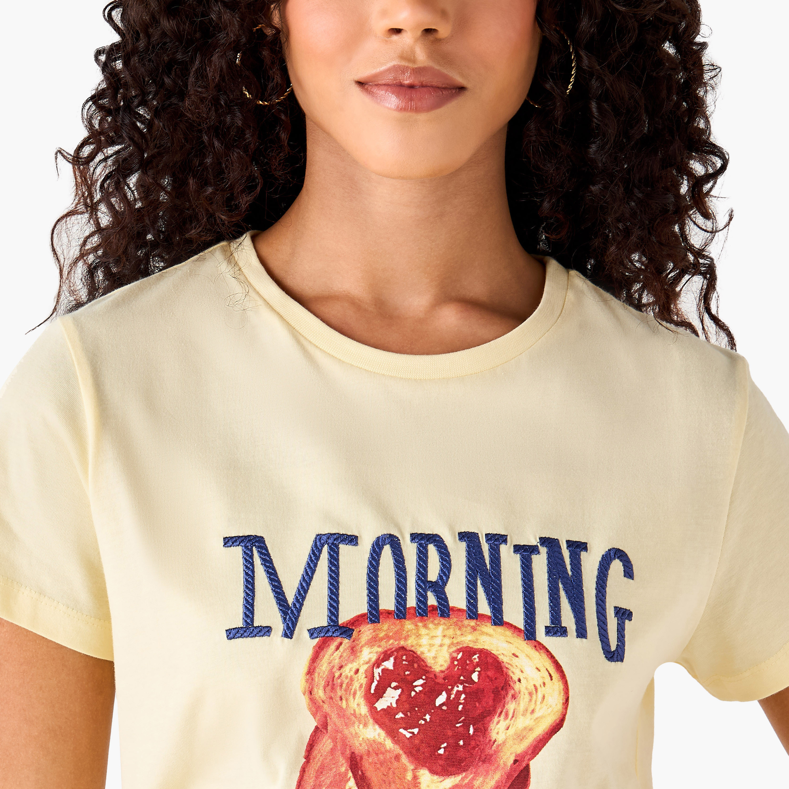 Regular Fit Cotton T-shirt with Typographic Print-women-clothing-tshirts-image-6