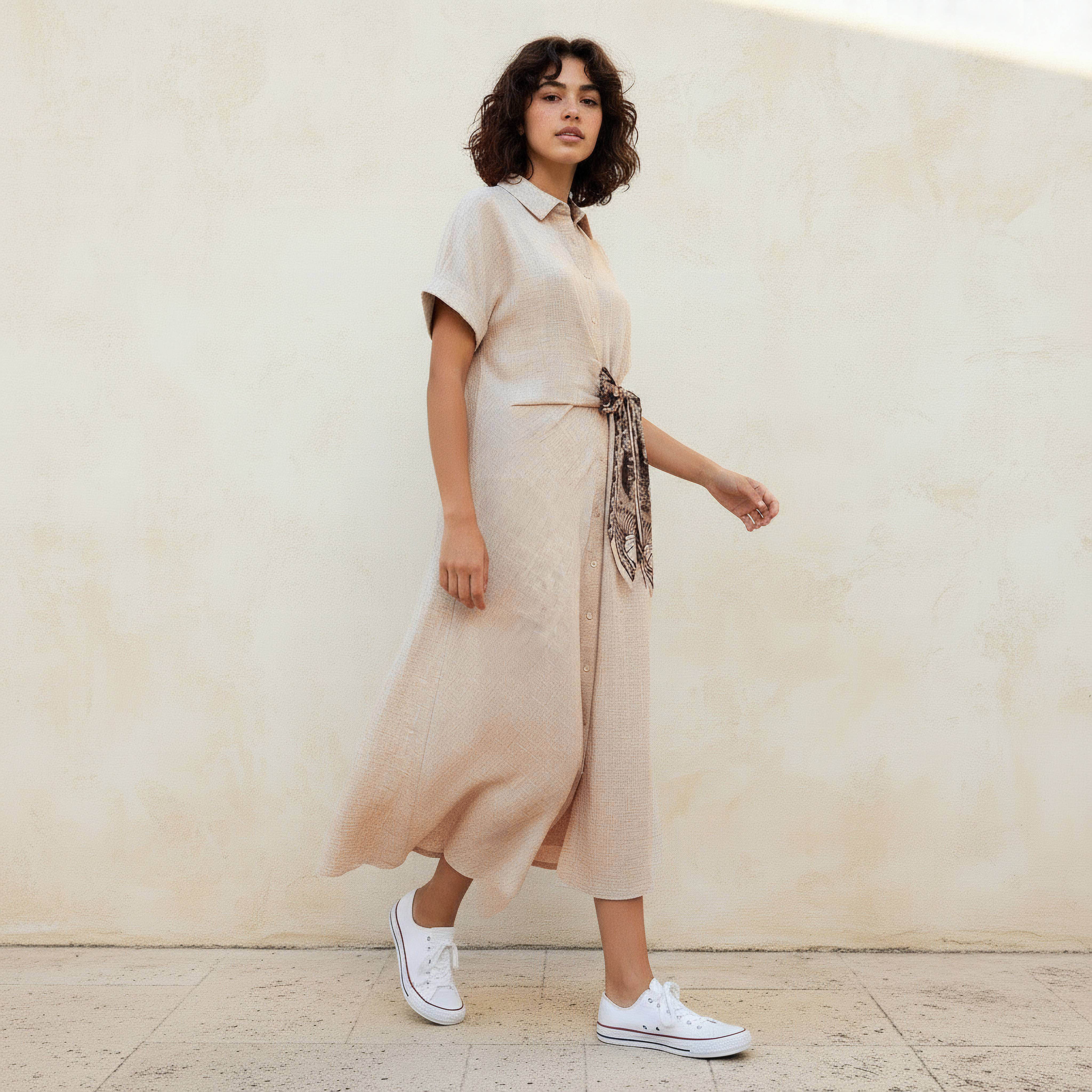 Midi Shirt Dress with Tie-Ups-women-clothing-dresses-image-3