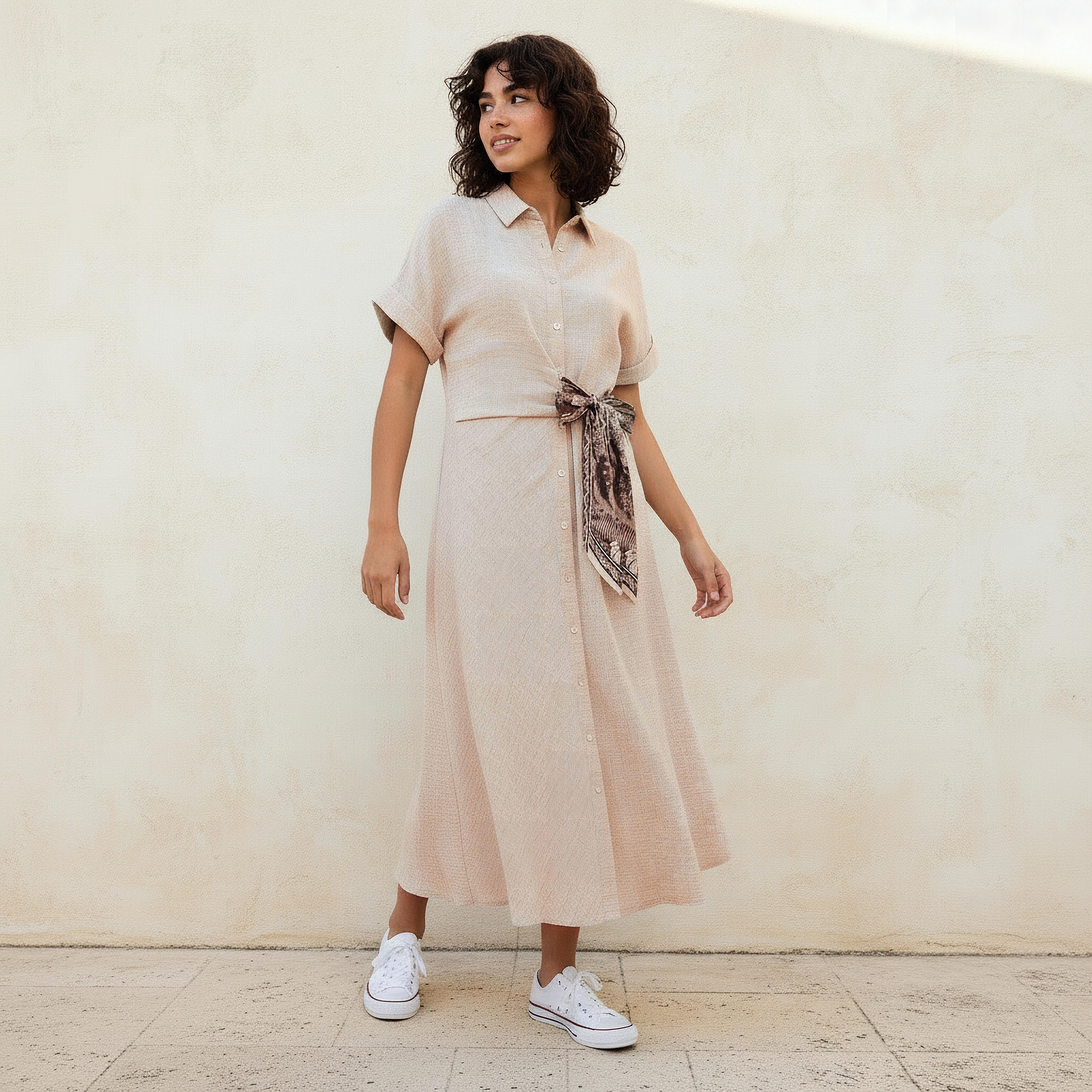Midi Shirt Dress with Tie-Ups-women-clothing-dresses-image-5