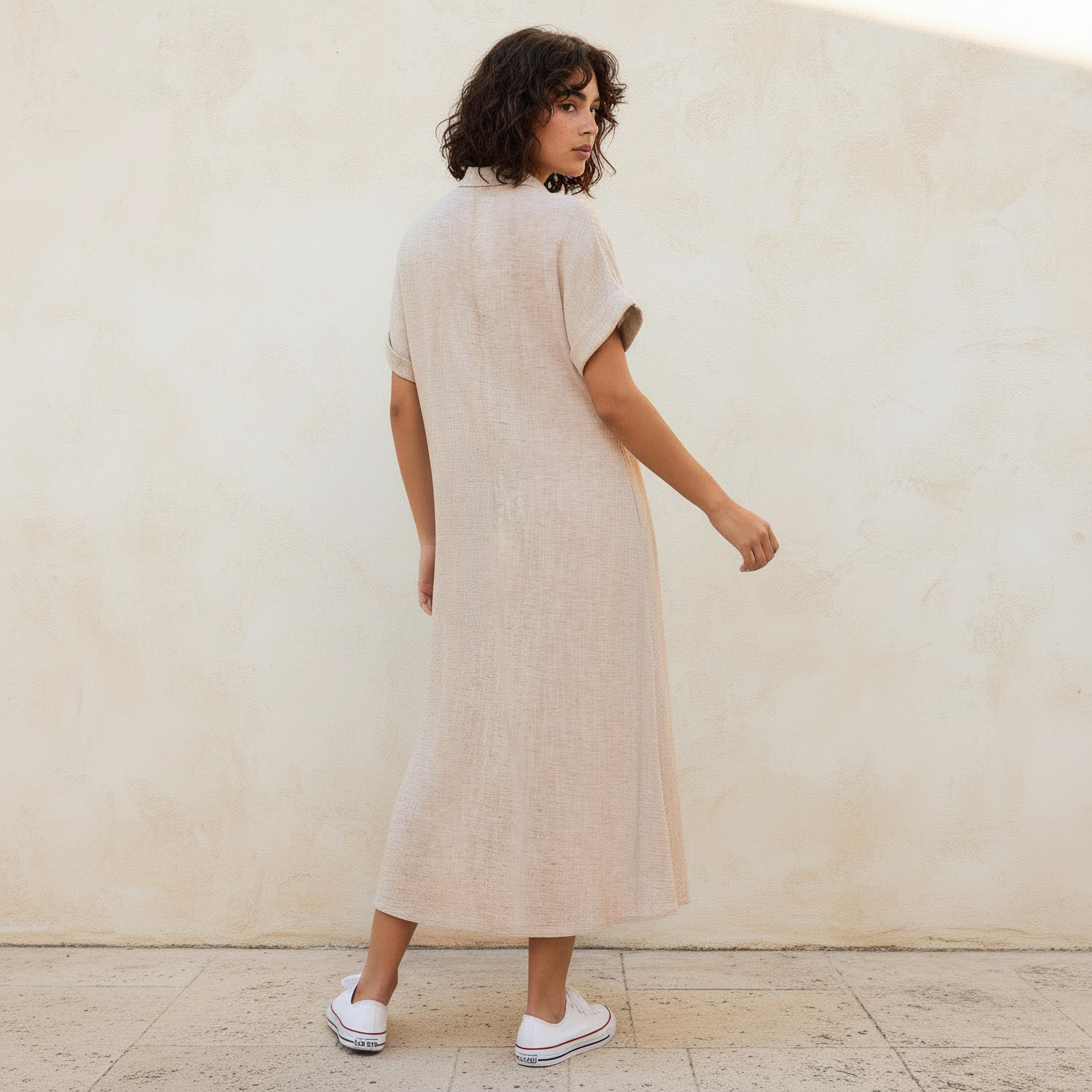 Midi Shirt Dress with Tie-Ups-women-clothing-dresses-image-4