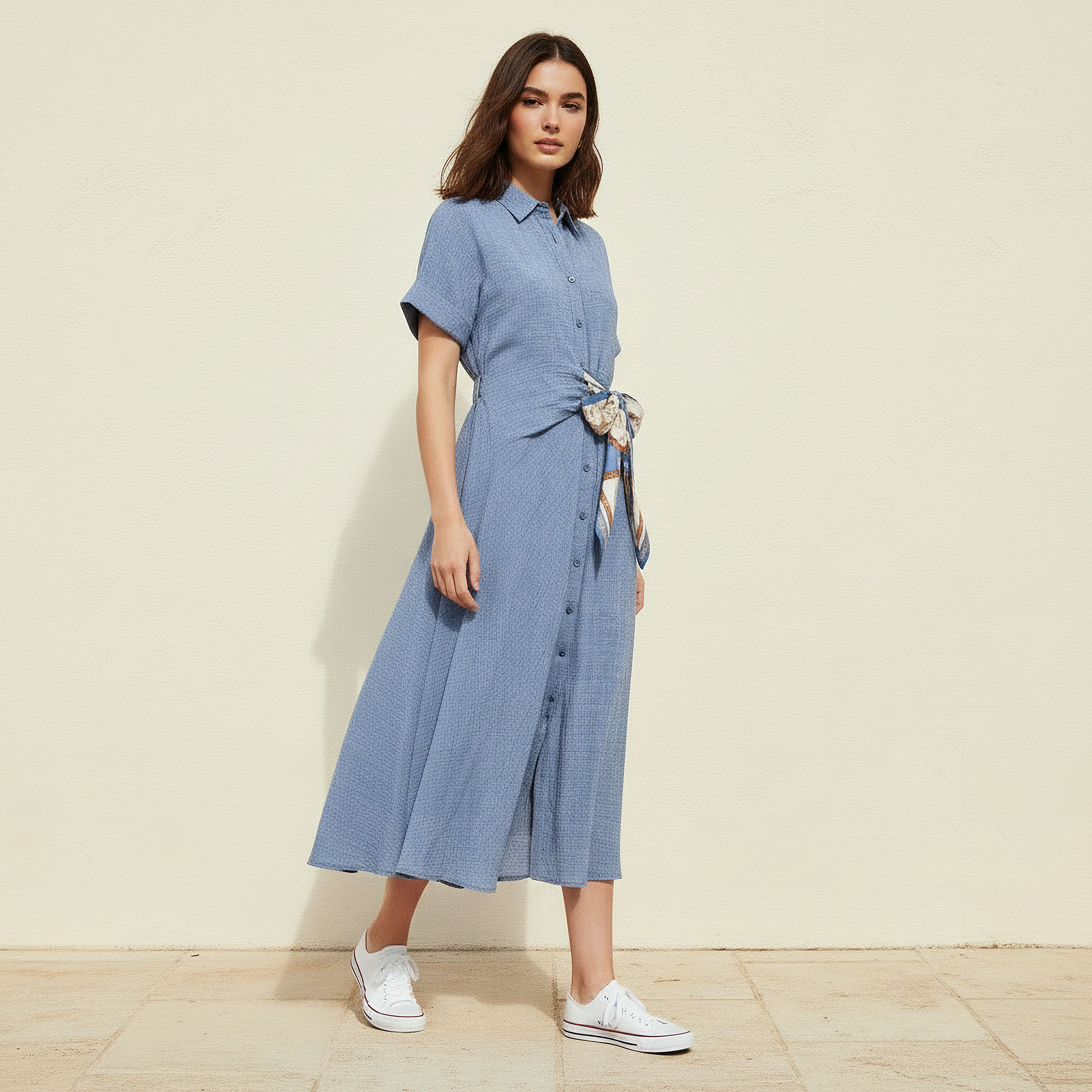 Midi Shirt Dress with Tie-Ups-women-clothing-dresses-image-3