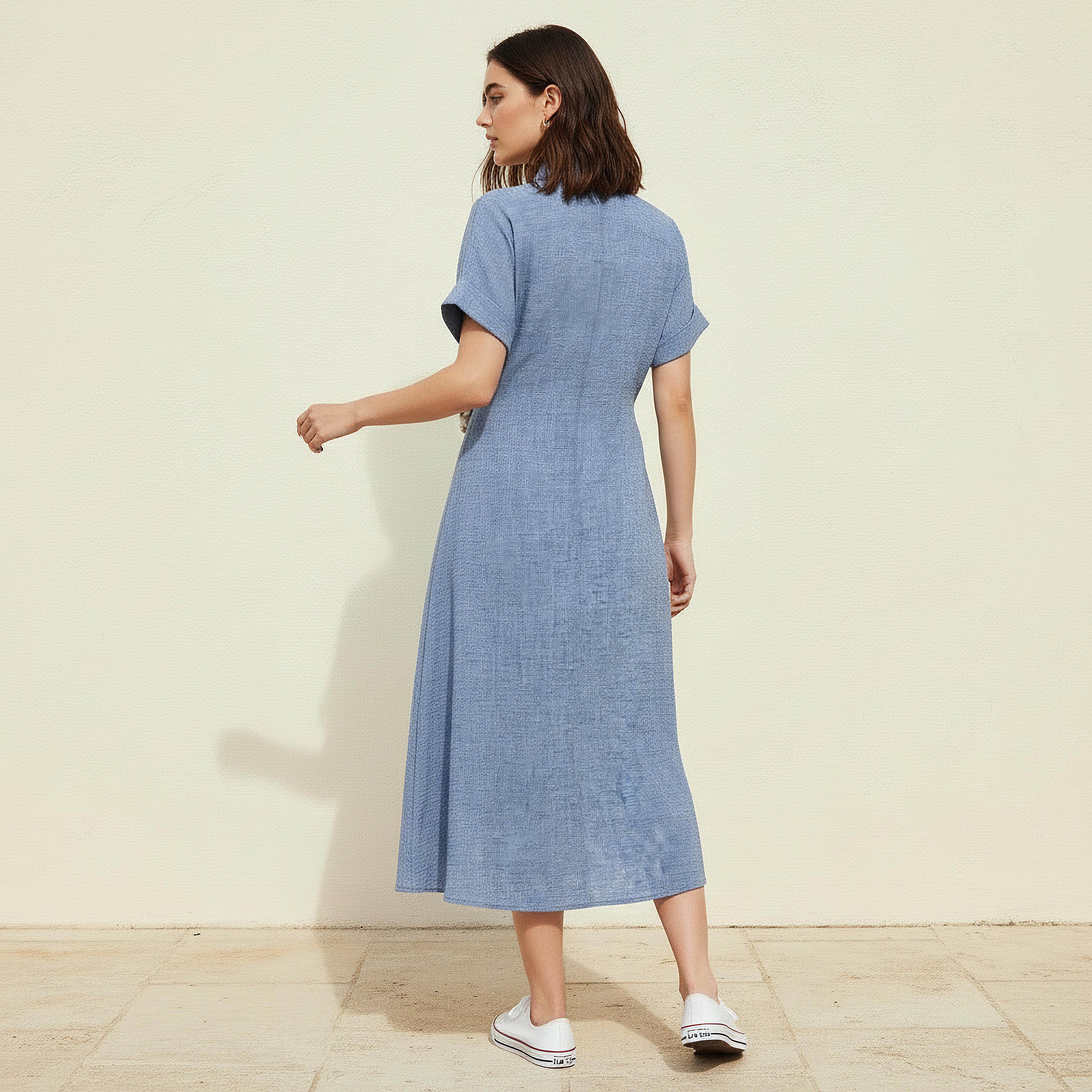 Midi Shirt Dress with Tie-Ups-women-clothing-dresses-image-4