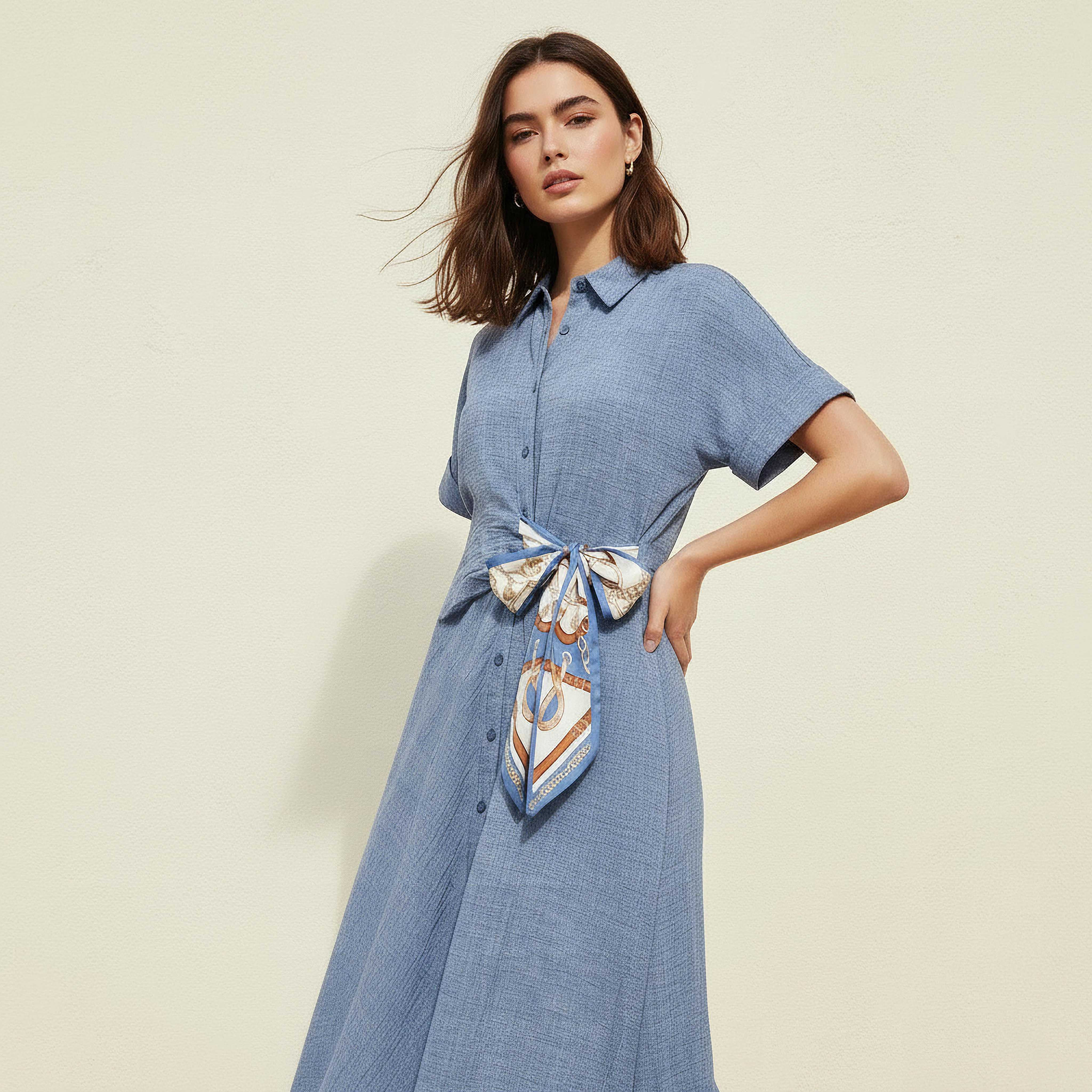 Midi Shirt Dress with Tie-Ups-women-clothing-dresses-image-5