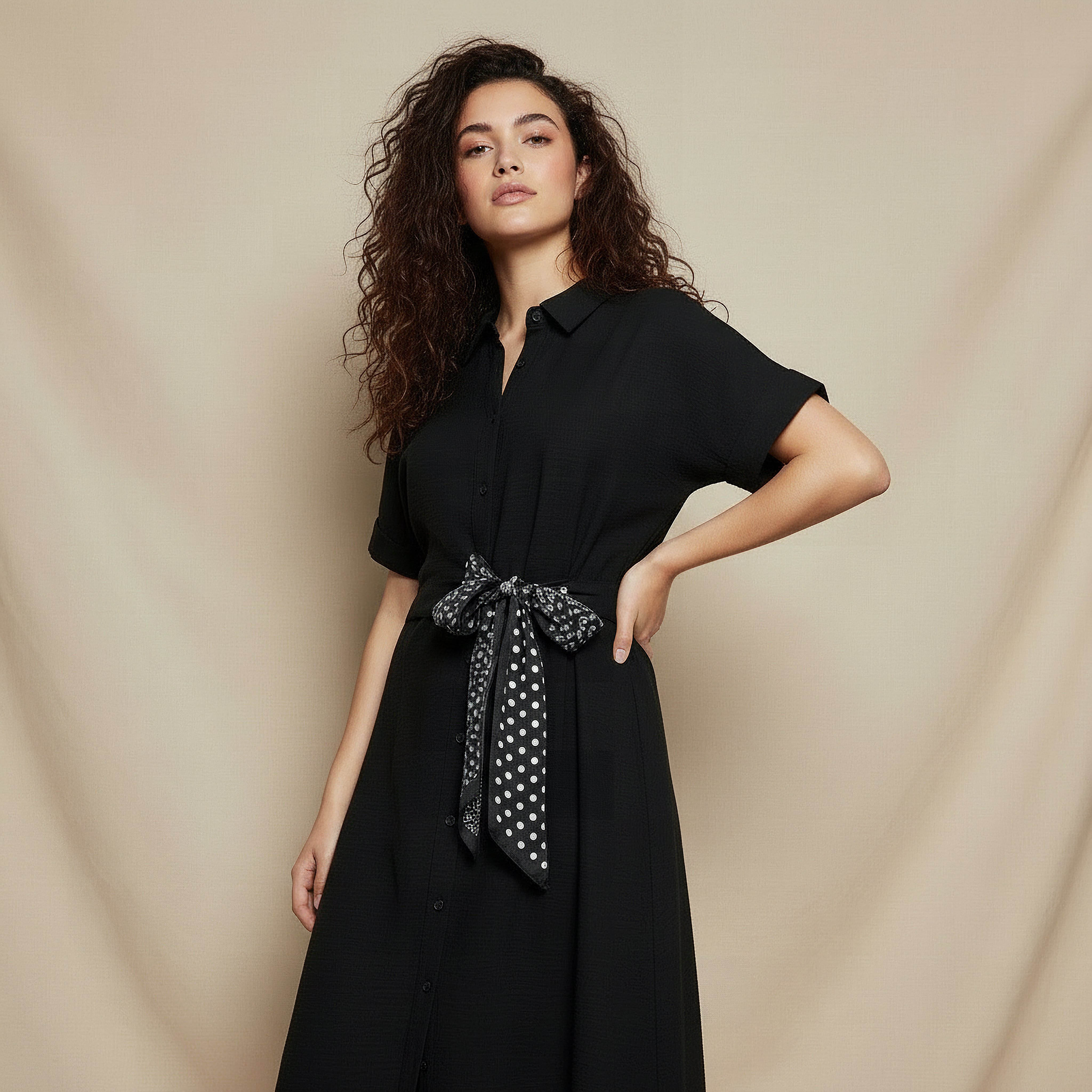 Midi Shirt Dress with Tie-Ups-women-clothing-dresses-image-5